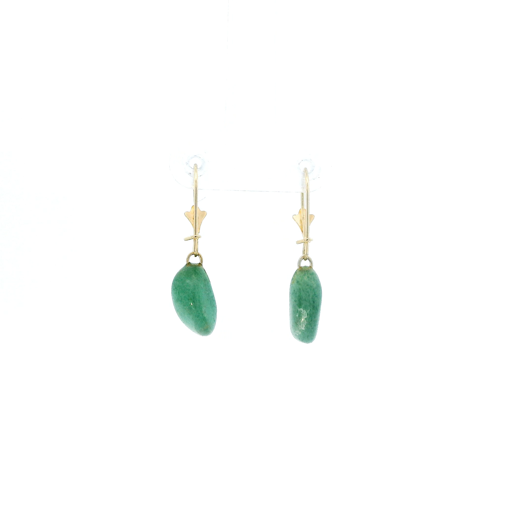 14K Yellow Gold Jade Dangle Earrings