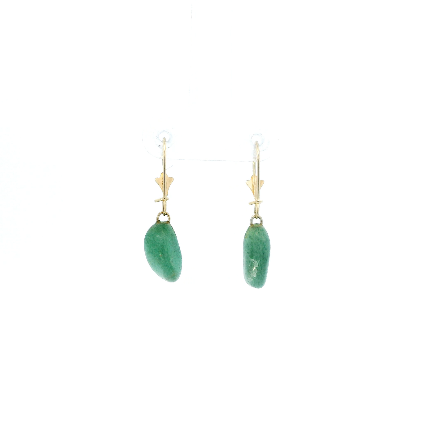 14K Yellow Gold Jade Dangle Earrings