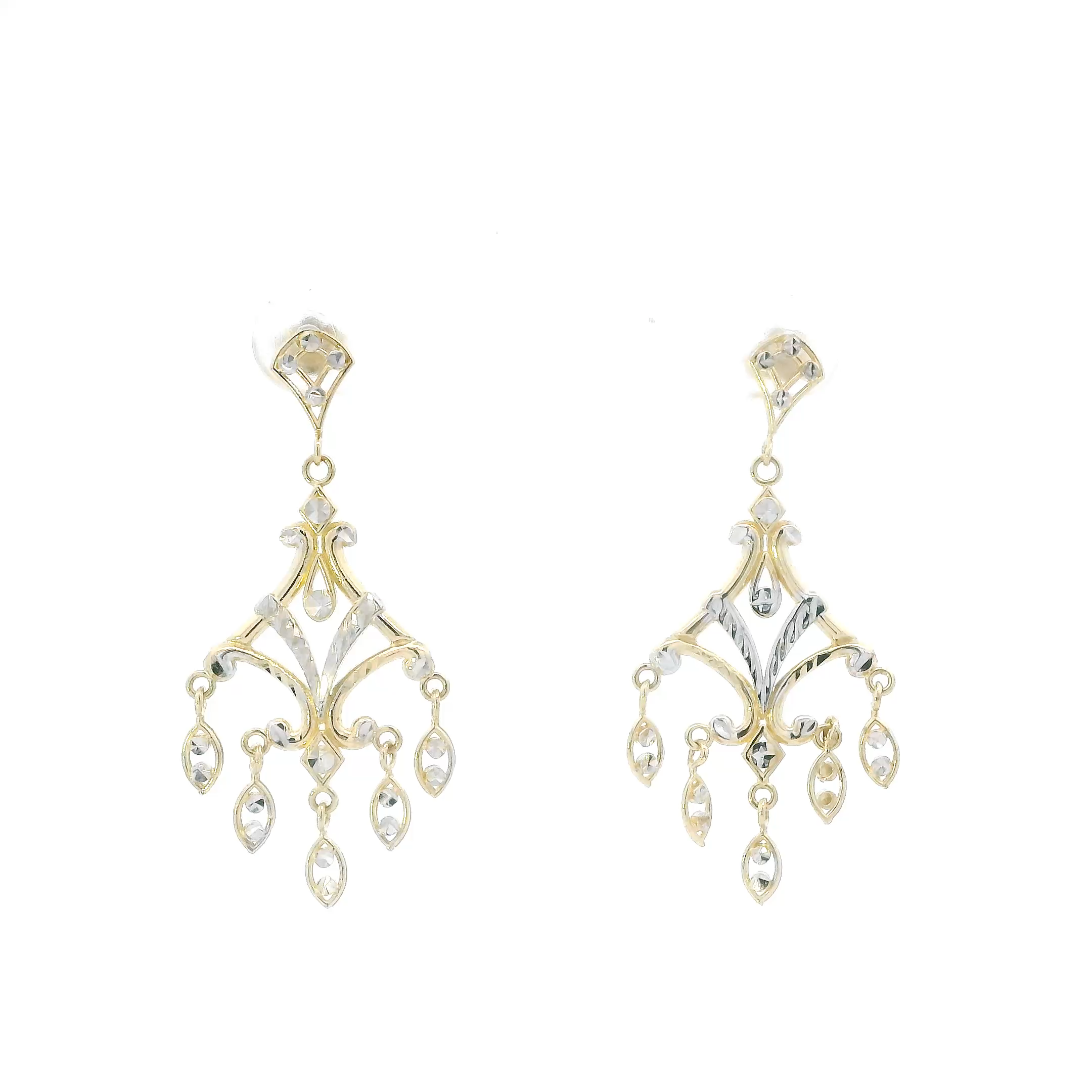 14K White & Yellow Gold Chandelier Dangle Earrings