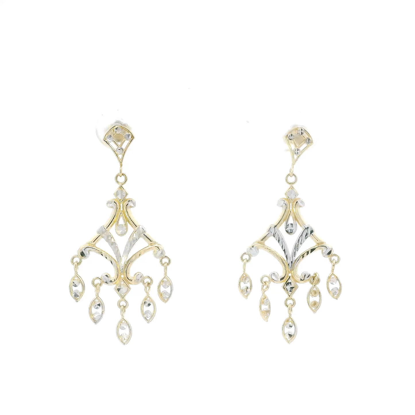 14K White & Yellow Gold Chandelier Dangle Earrings