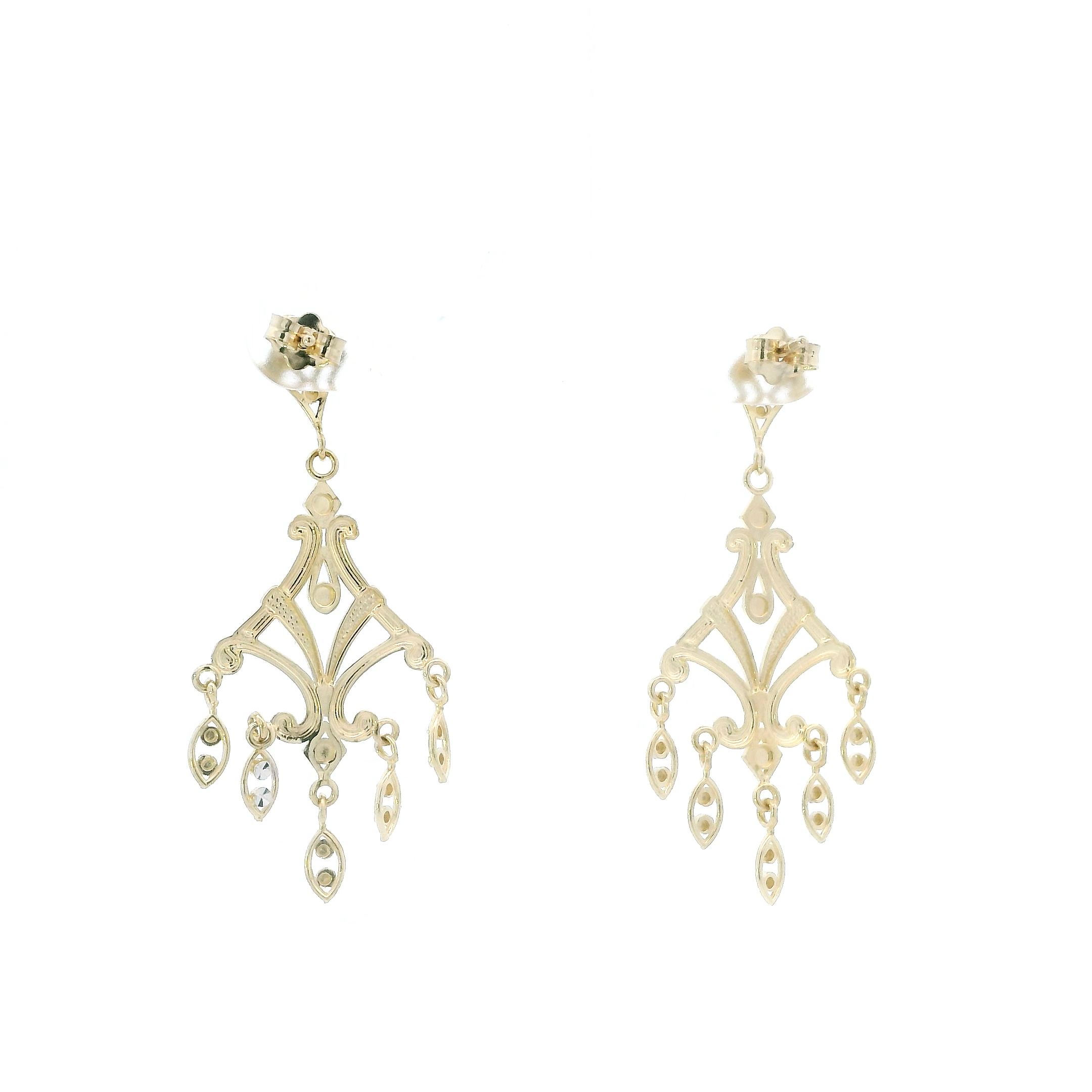 14K White & Yellow Gold Chandelier Dangle Earrings