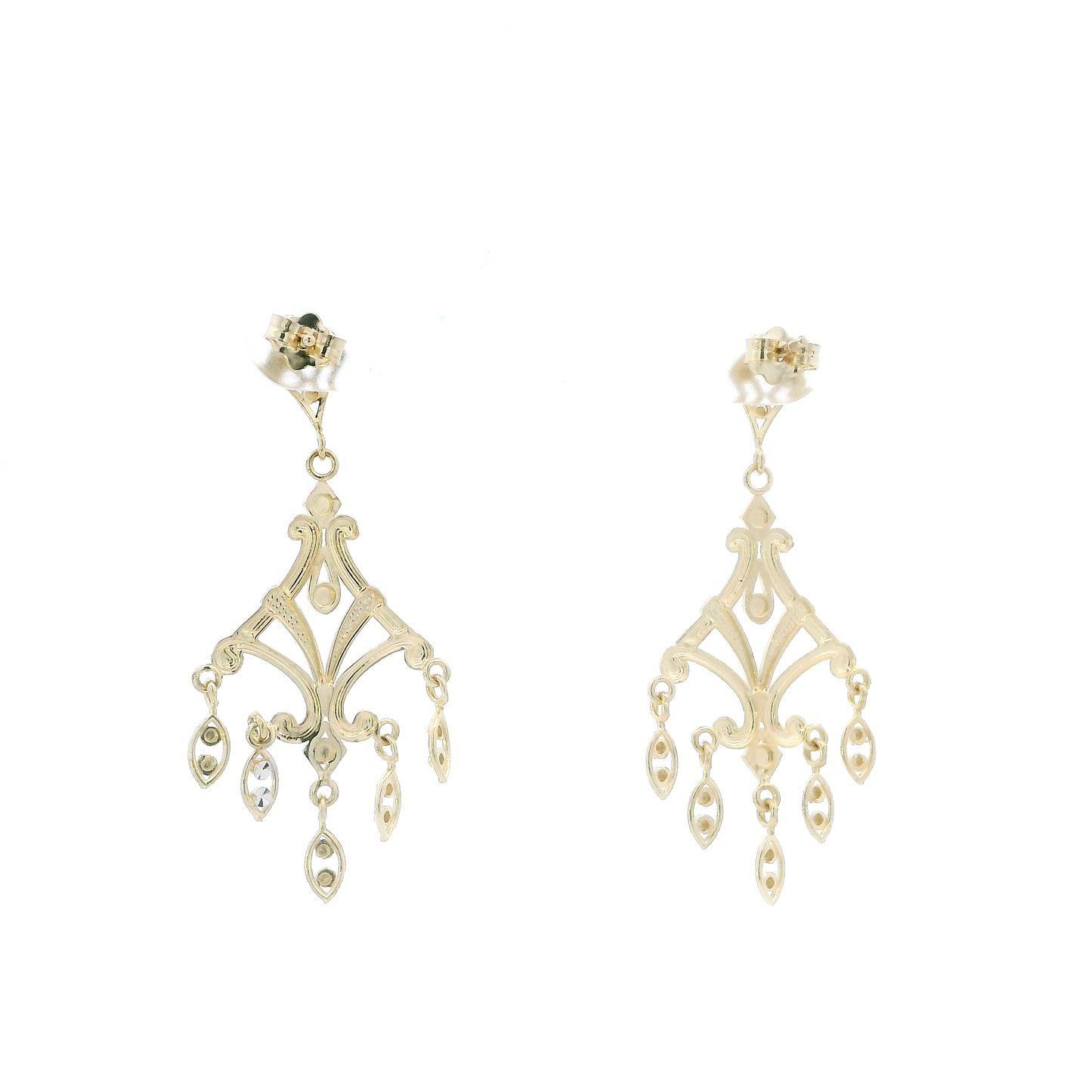 14K White & Yellow Gold Chandelier Dangle Earrings