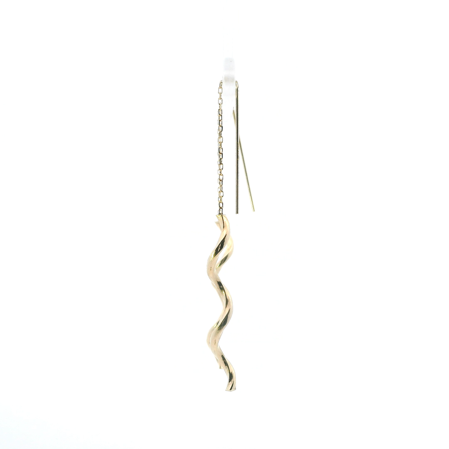 14K Yellow Gold 1.4" Long Spiral Dangle Earrings