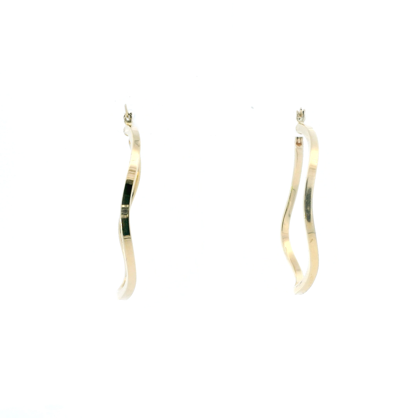 14K Yellow Gold Wavy Hoop Earrings