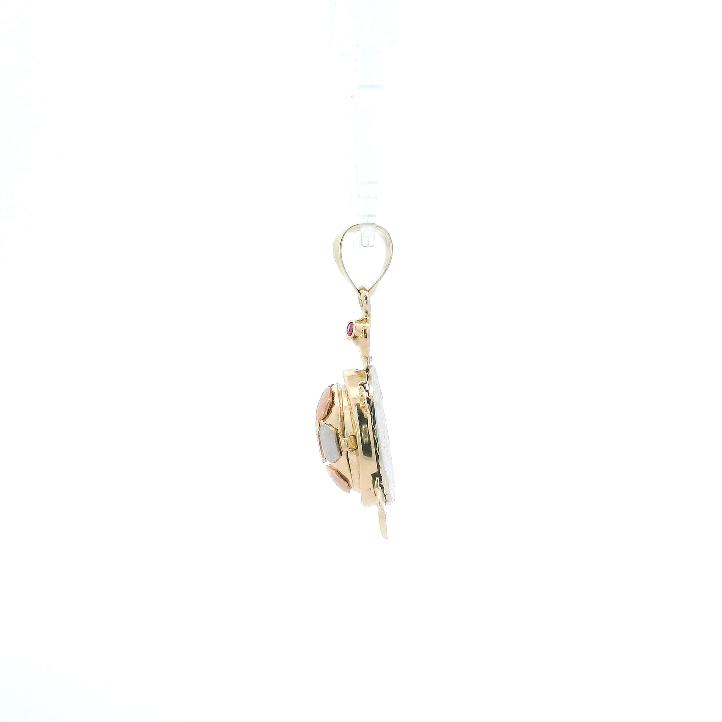 14K Tri Color Gold Open Back Turtle Pendant