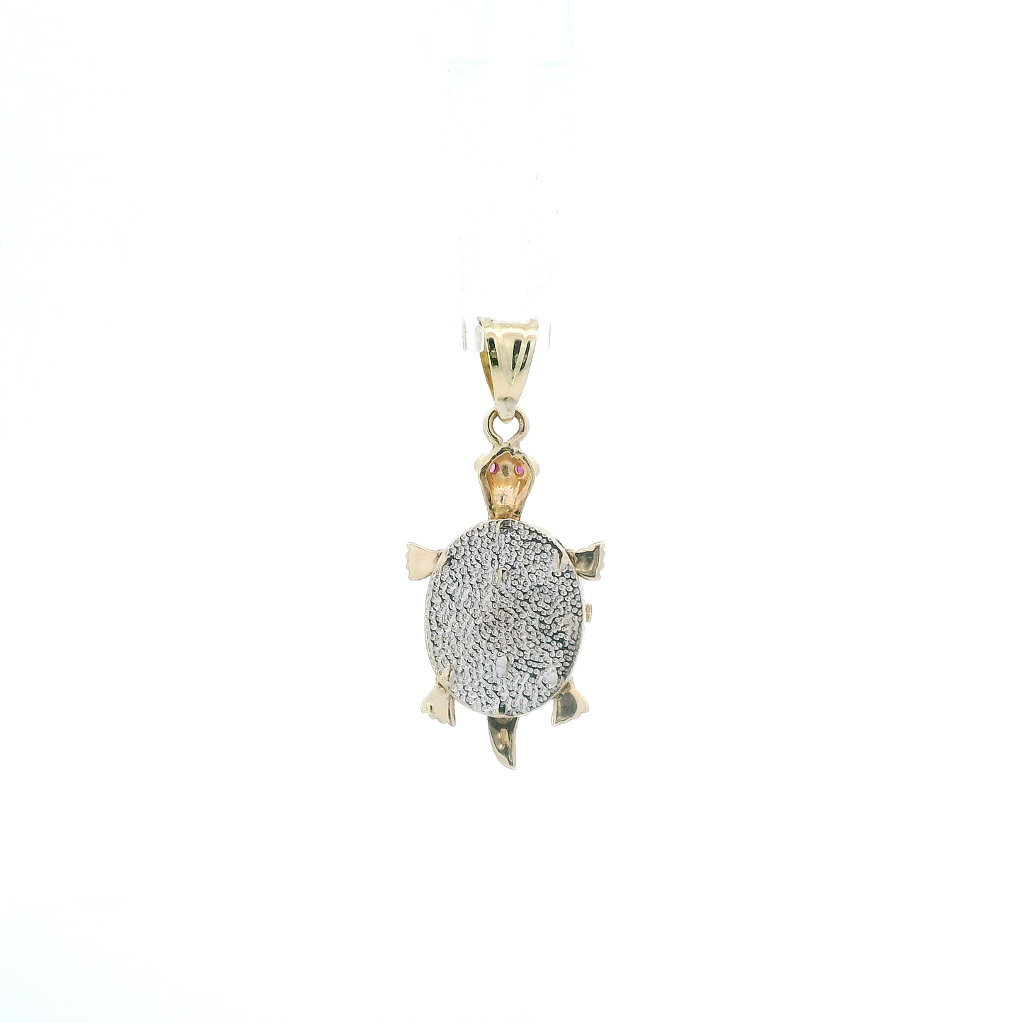 14K Tri Color Gold Open Back Turtle Pendant