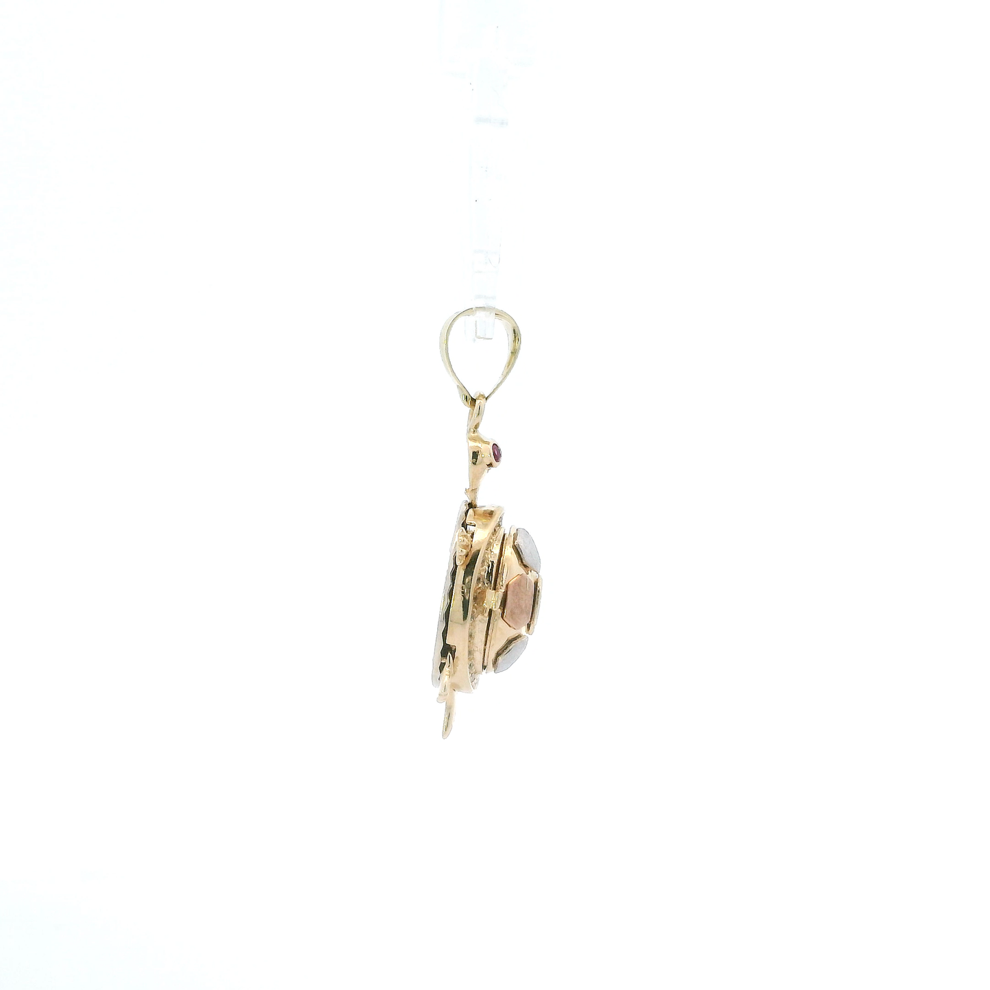 14K Tri Color Gold Open Back Turtle Pendant