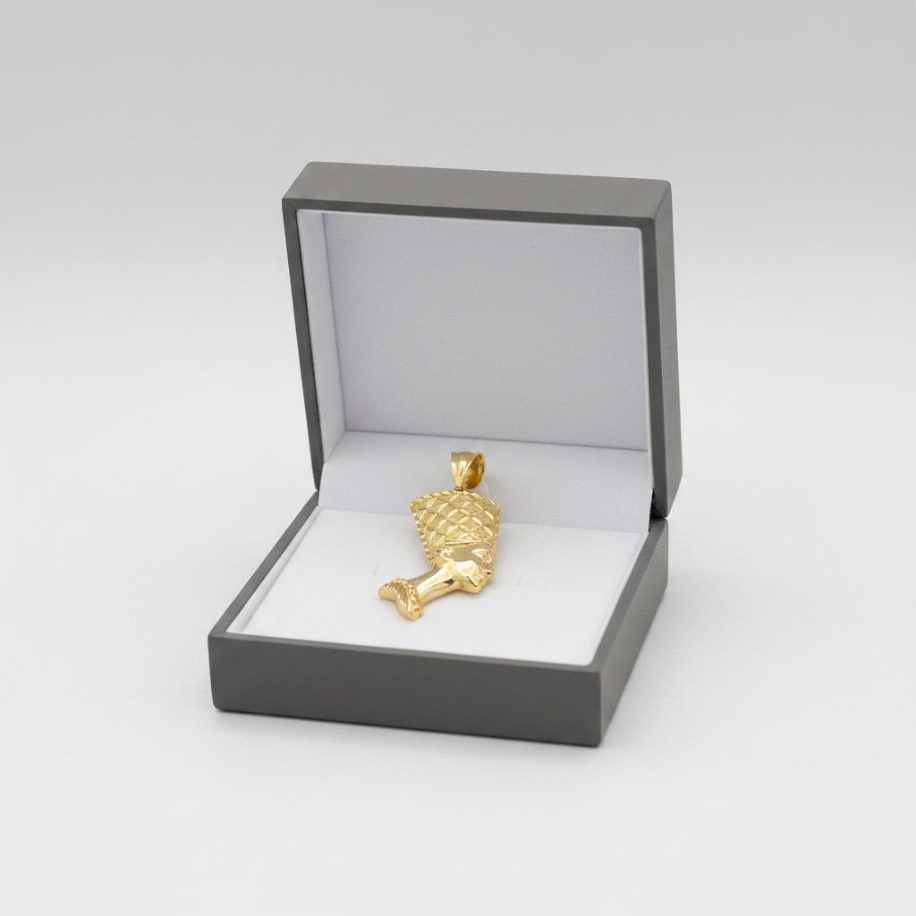 10K Yellow Gold Diamond Cut Nefertiti Pendant
