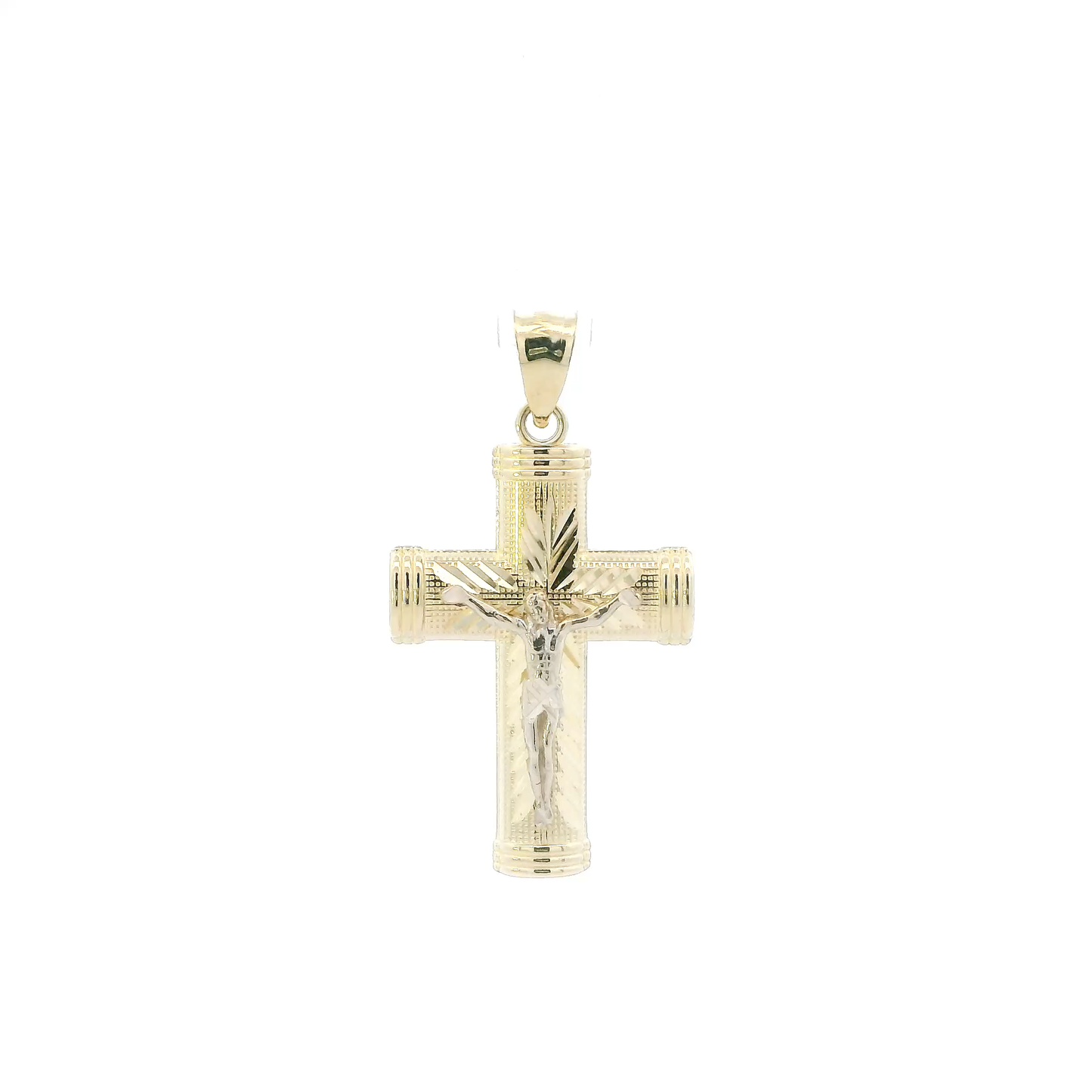 14K Yellow Gold Diamond Cut Crucifix Pendant