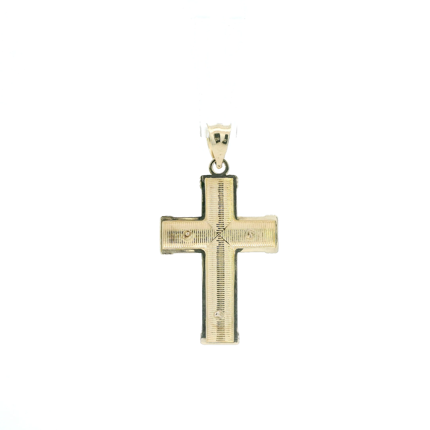 14K Yellow Gold Diamond Cut Crucifix Pendant