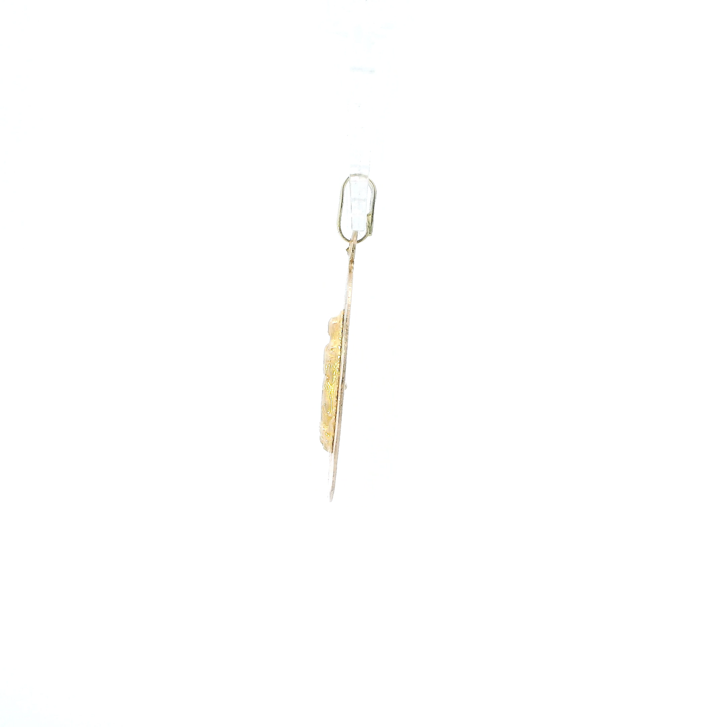 14K Tri Color Gold Oval Virgin Mary Pendant