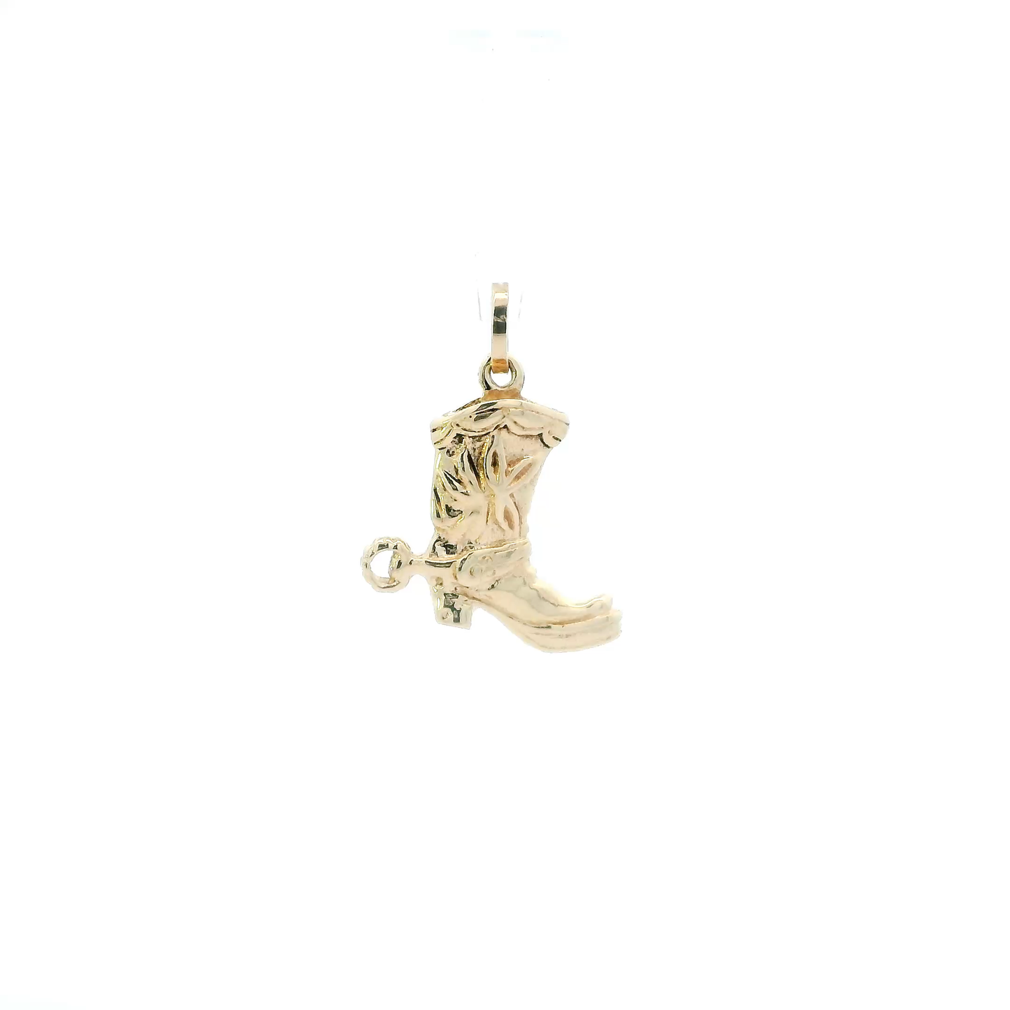 14K Yellow Gold Diamond Cut Cowboy Boot Pendant
