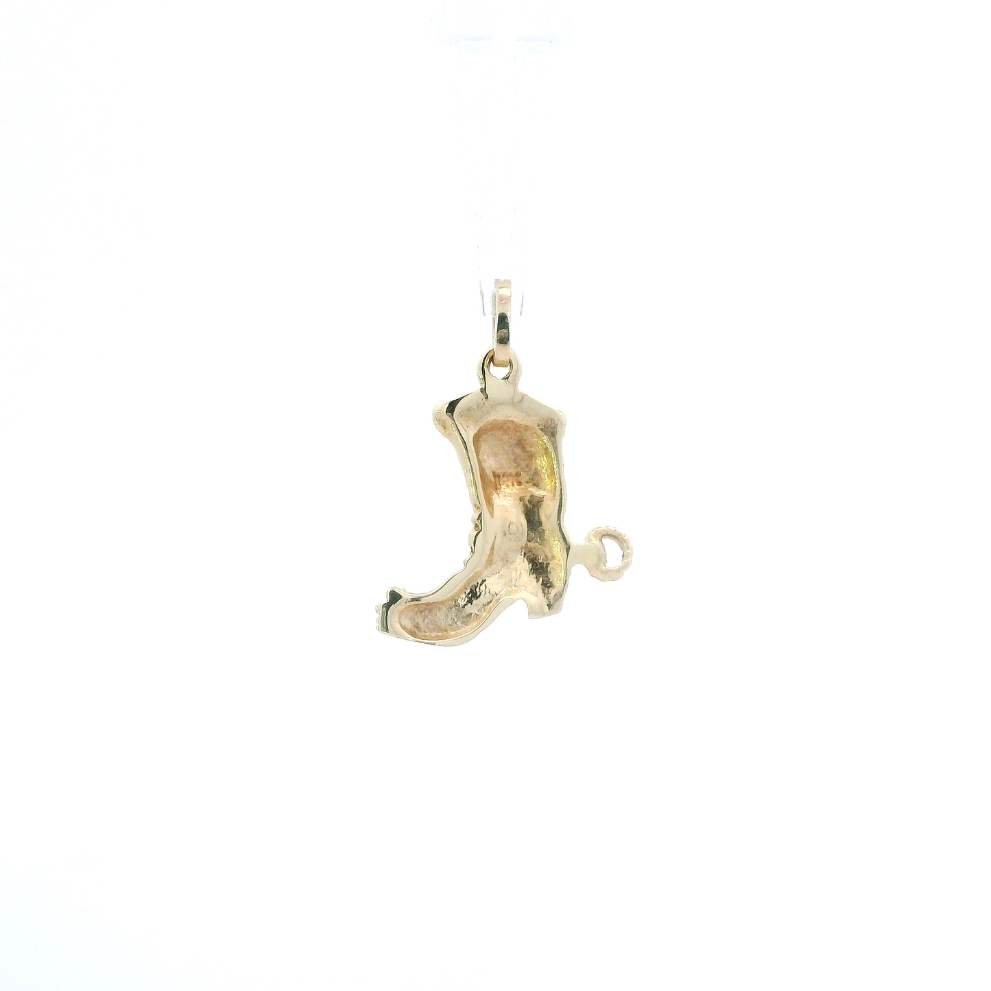 14K Yellow Gold Diamond Cut Cowboy Boot Pendant