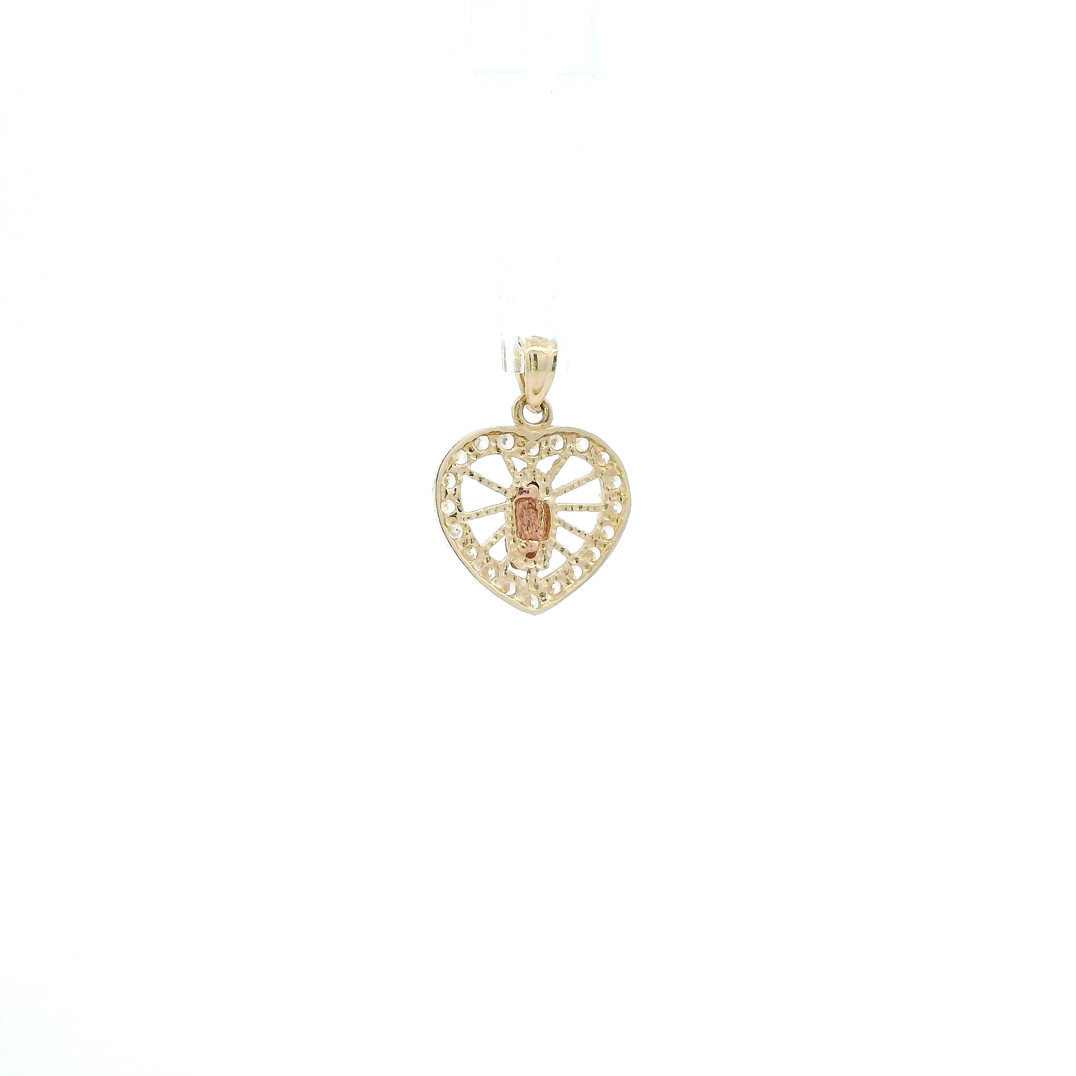 14K Tri Color Gold Virgin Mary Heart Pendant