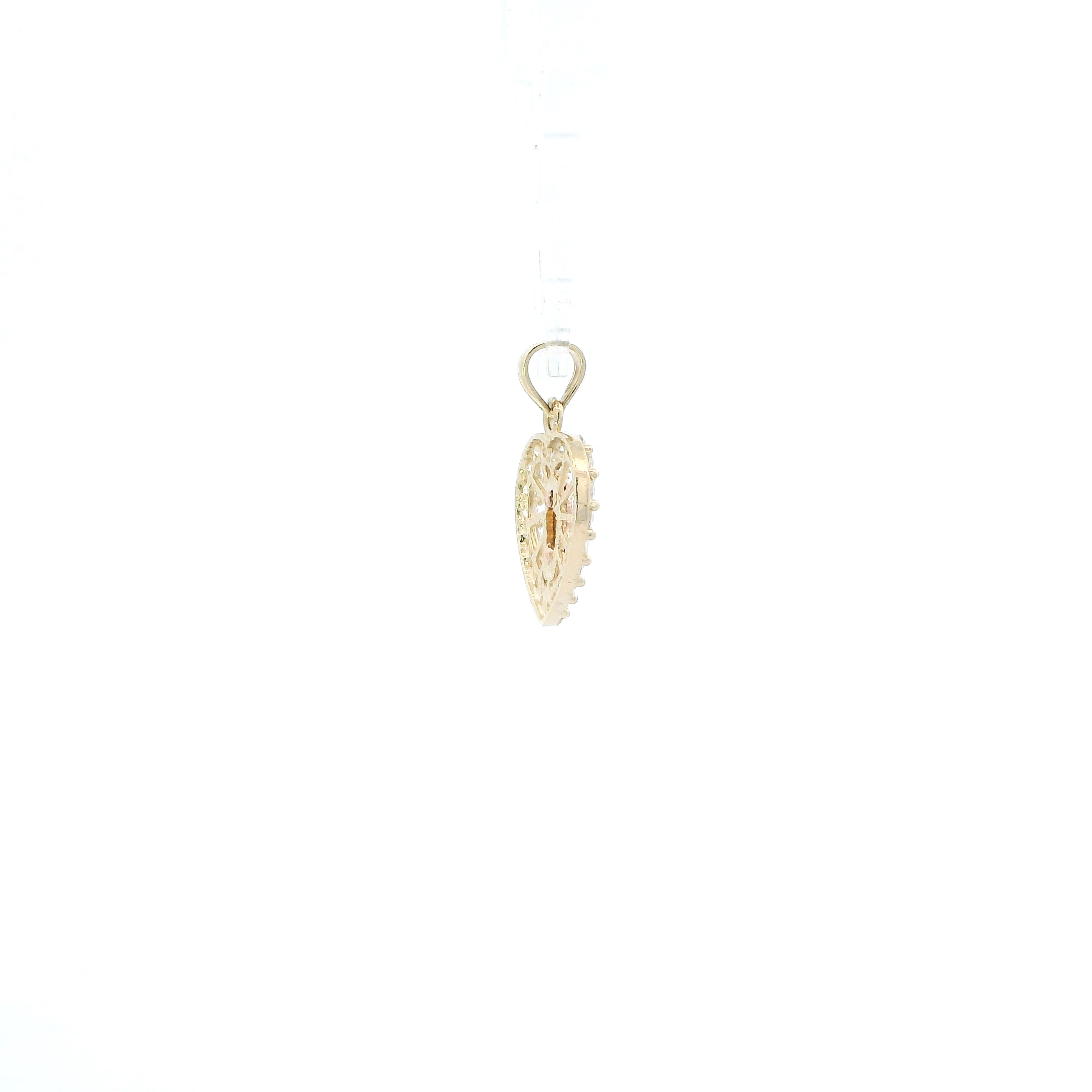 14K Tri Color Gold Virgin Mary Heart Pendant