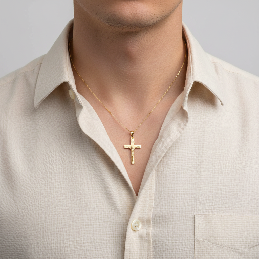 14K Yellow Gold Religious Cross Pendant