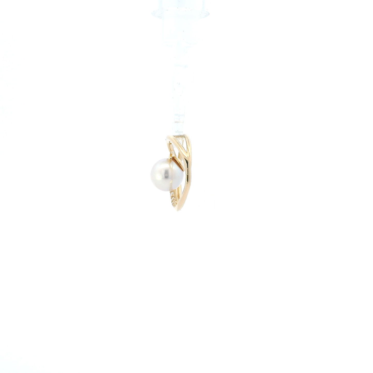 14K Yellow Gold Diamond & Pearl Circle Pendant - 0.07ct