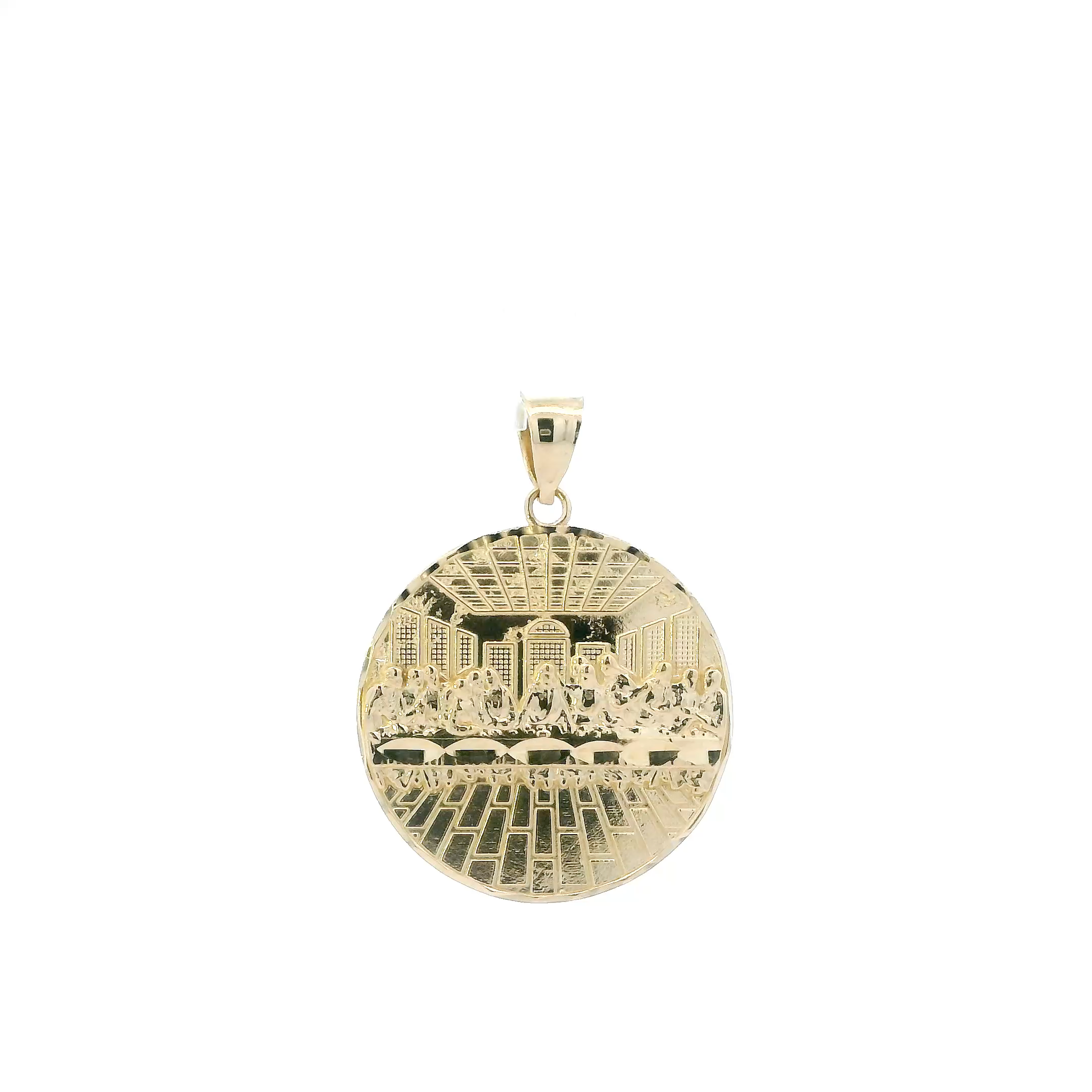 10K Yellow Gold Diamond Cut Last Supper Pendant