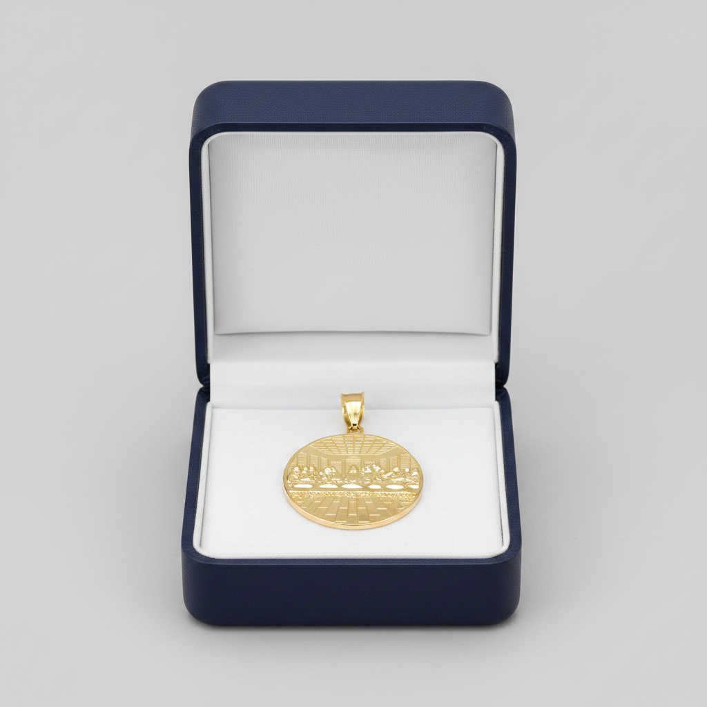10K Yellow Gold Diamond Cut Last Supper Pendant