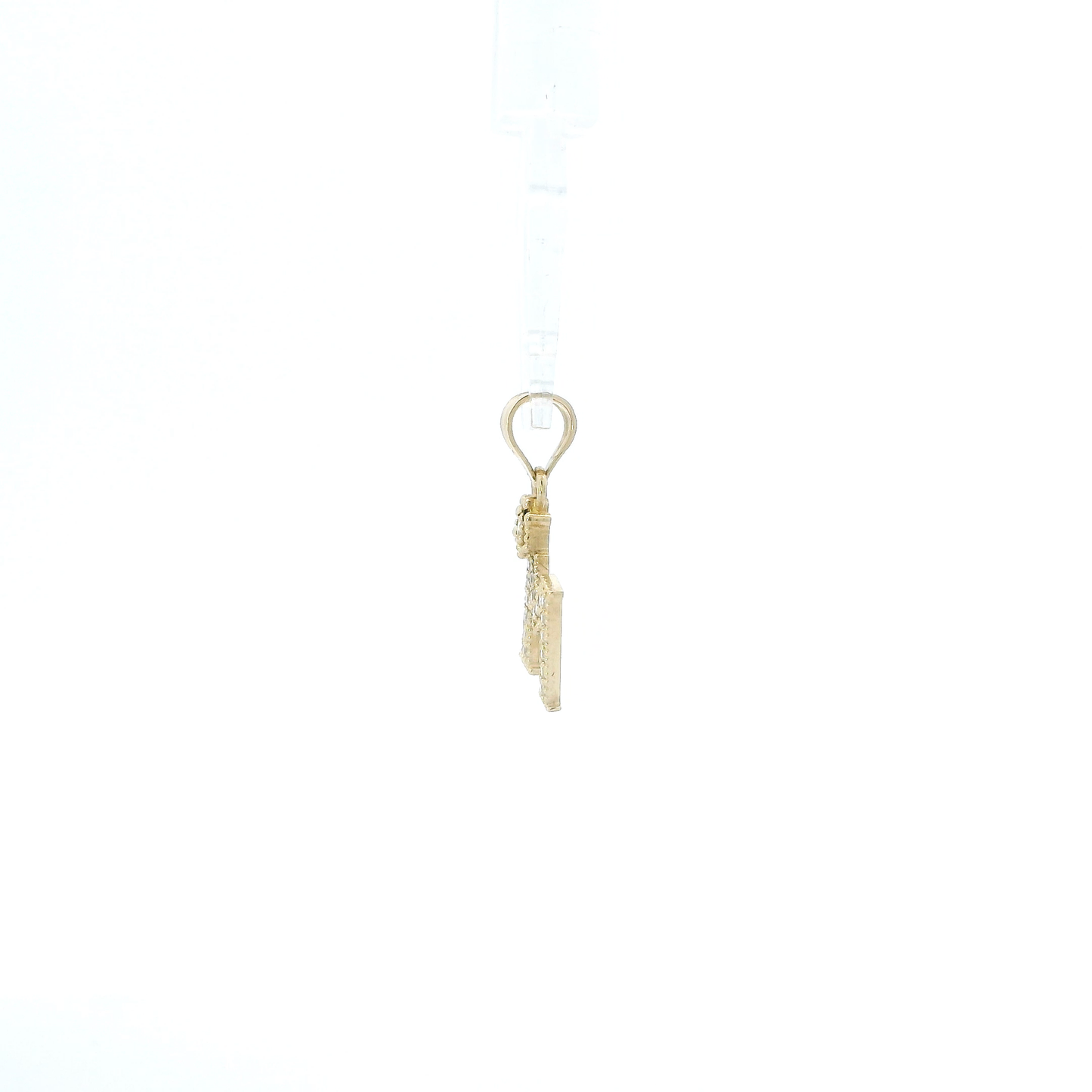 14K Yellow Gold Cz Letter "M" Crown Pendant