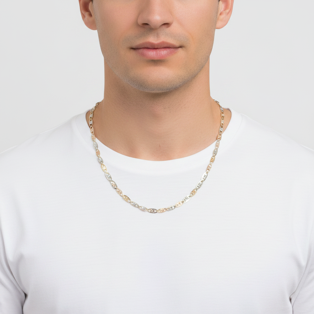 14K Tri Color Gold 25" Mariner Chain