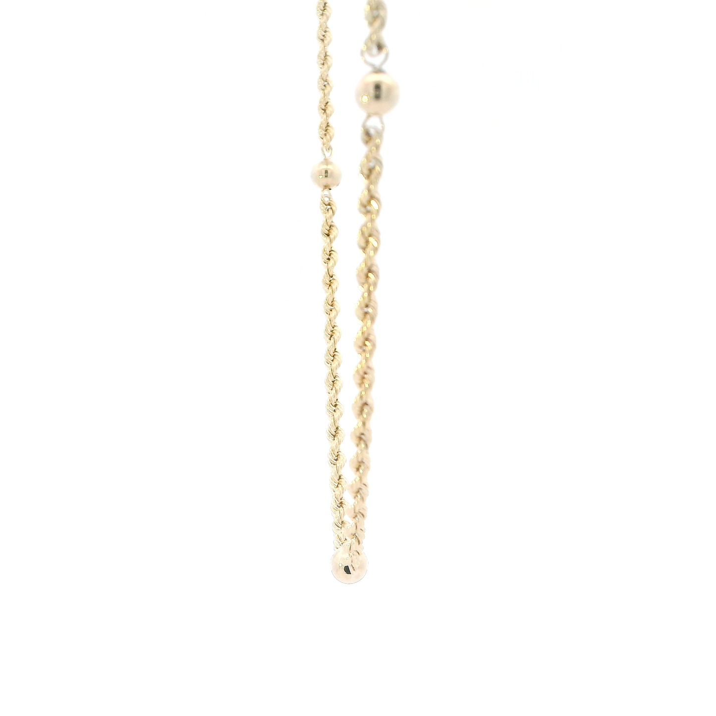 14K Yellow Gold 17" Hollow Rope Chain With 7 Beads