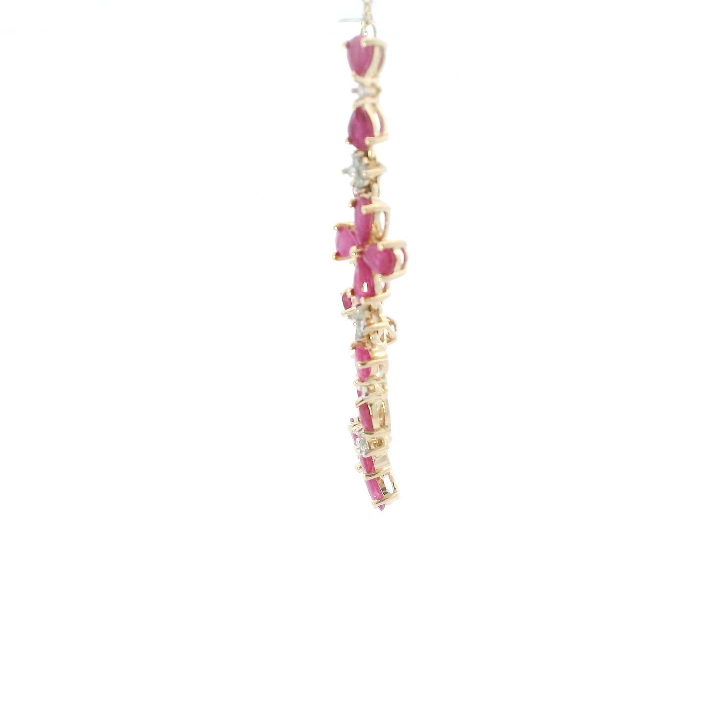 14K Yellow Gold 17-19" Ruby & Diamond Necklace - 0.10ct