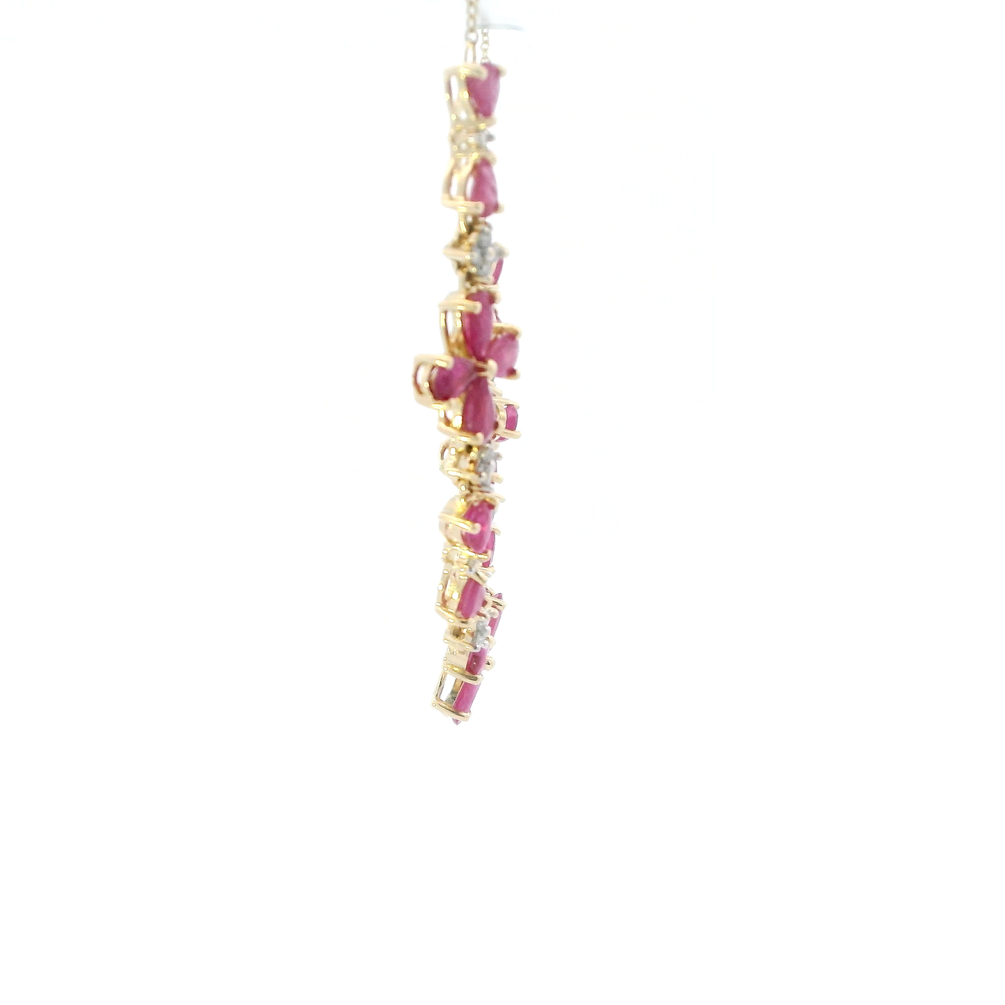 14K Yellow Gold 17-19" Ruby & Diamond Necklace - 0.10ct