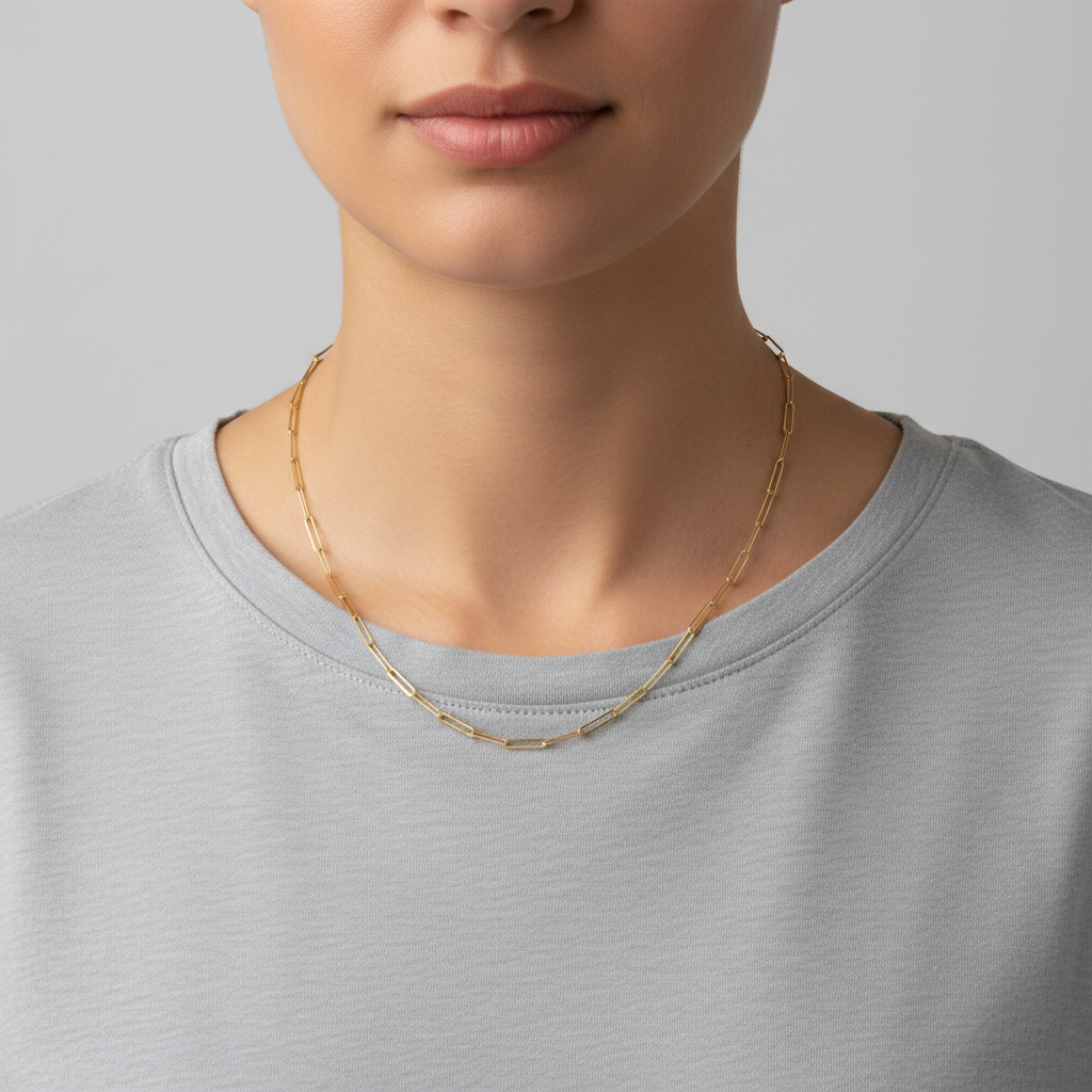 10K Yellow Gold 18" Paperclip Chain