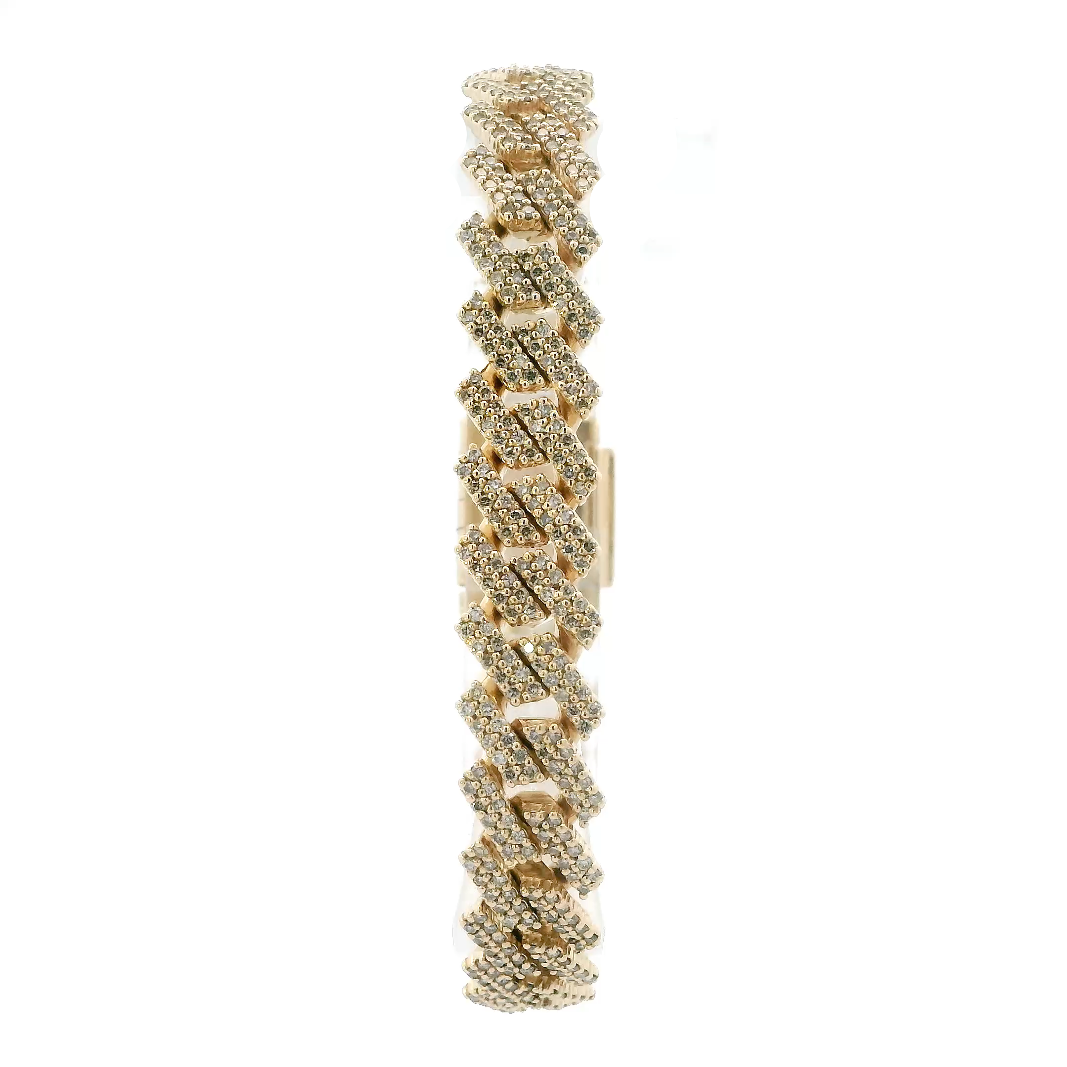 14K Yellow Gold Diamond Cuban Bracelet - 5.87ct