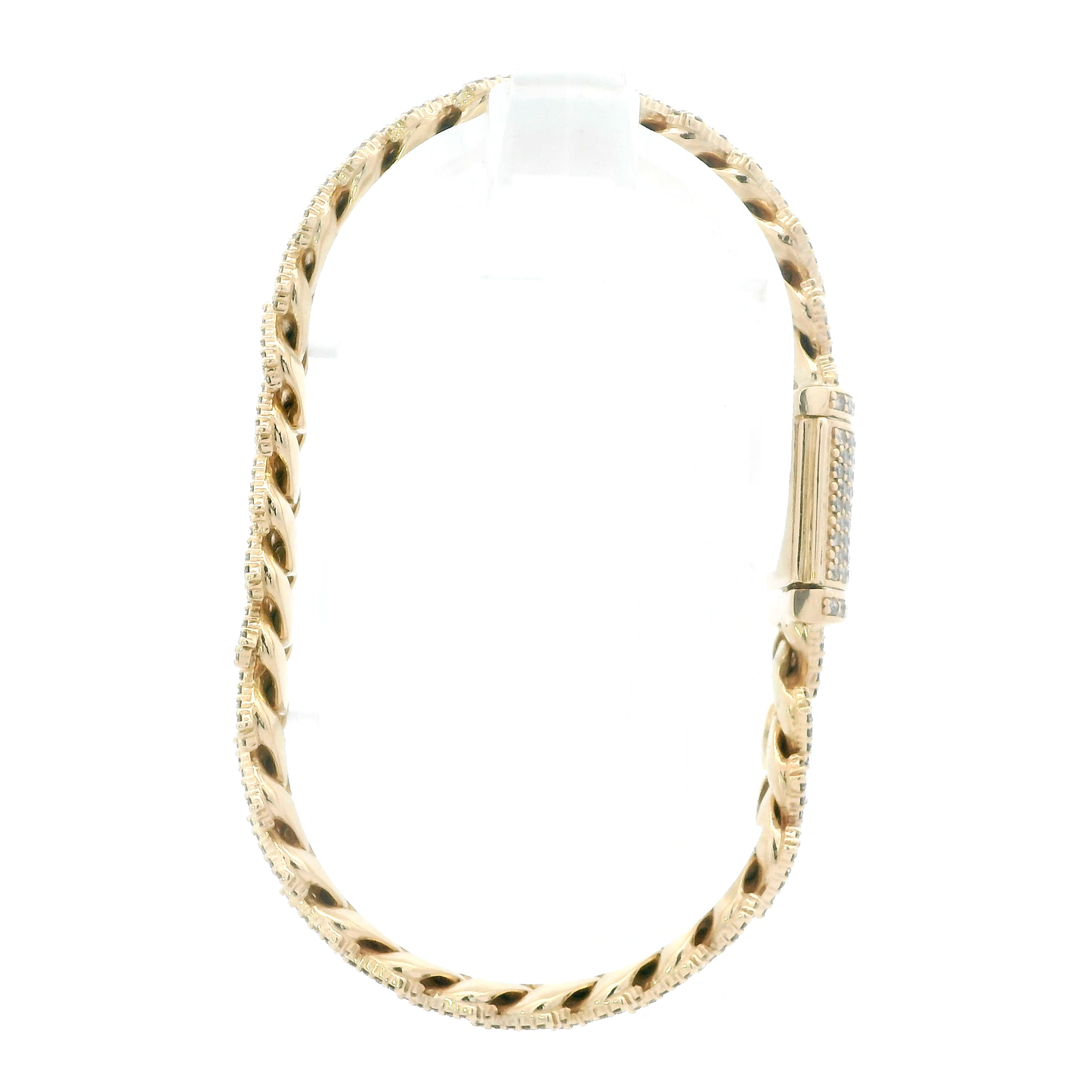 14K Yellow Gold Diamond Cuban Bracelet - 5.87ct