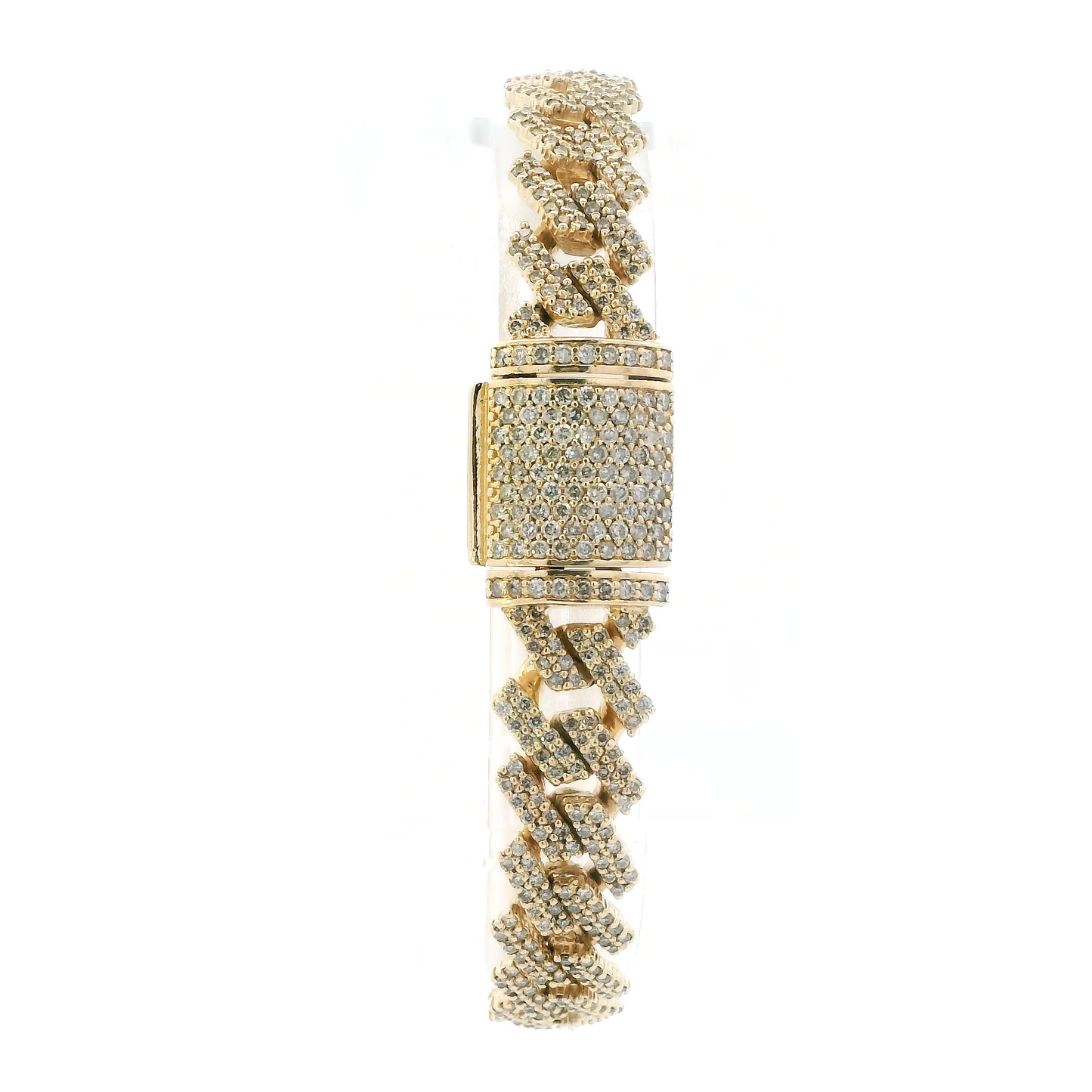 14K Yellow Gold Diamond Cuban Bracelet - 5.87ct