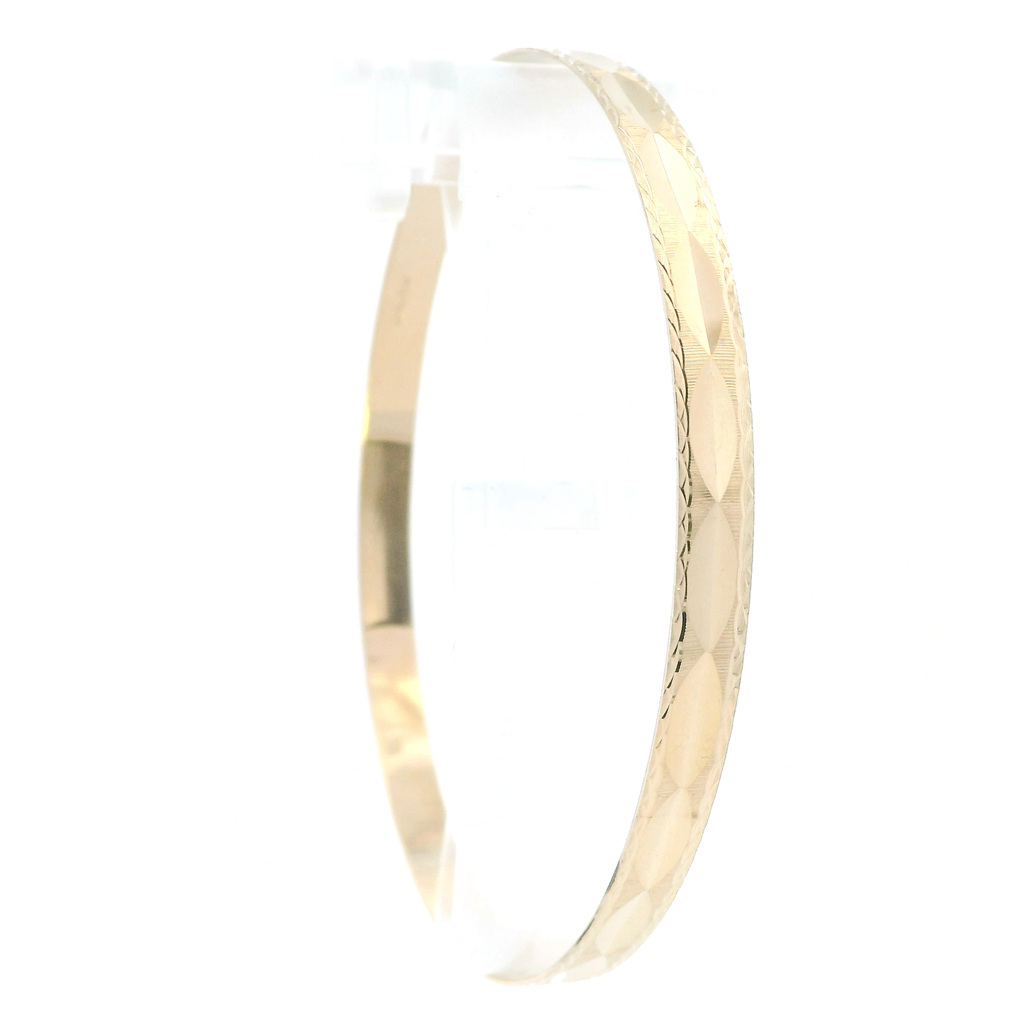 14K Yellow Gold Diamond Cut Bangle Bracelet