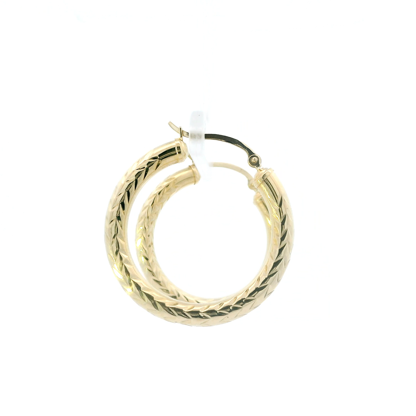 14K Yellow Gold Diamond Cut Hoop Earrings