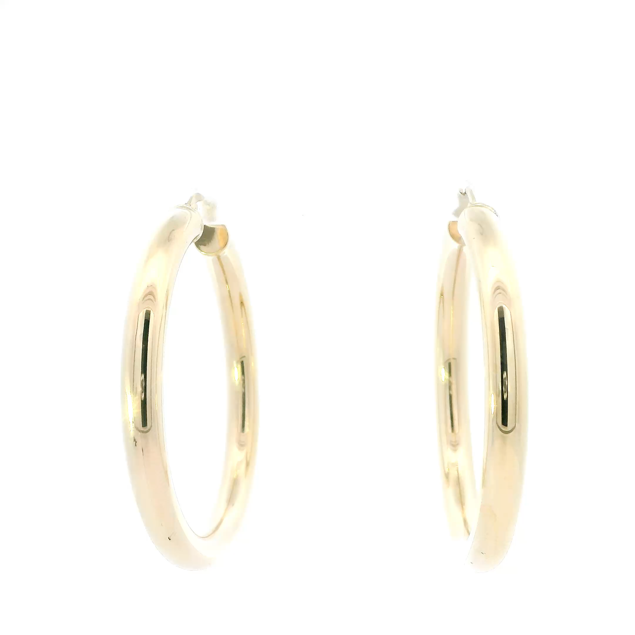 10K Yellow Gold Tube Hoop Earrings