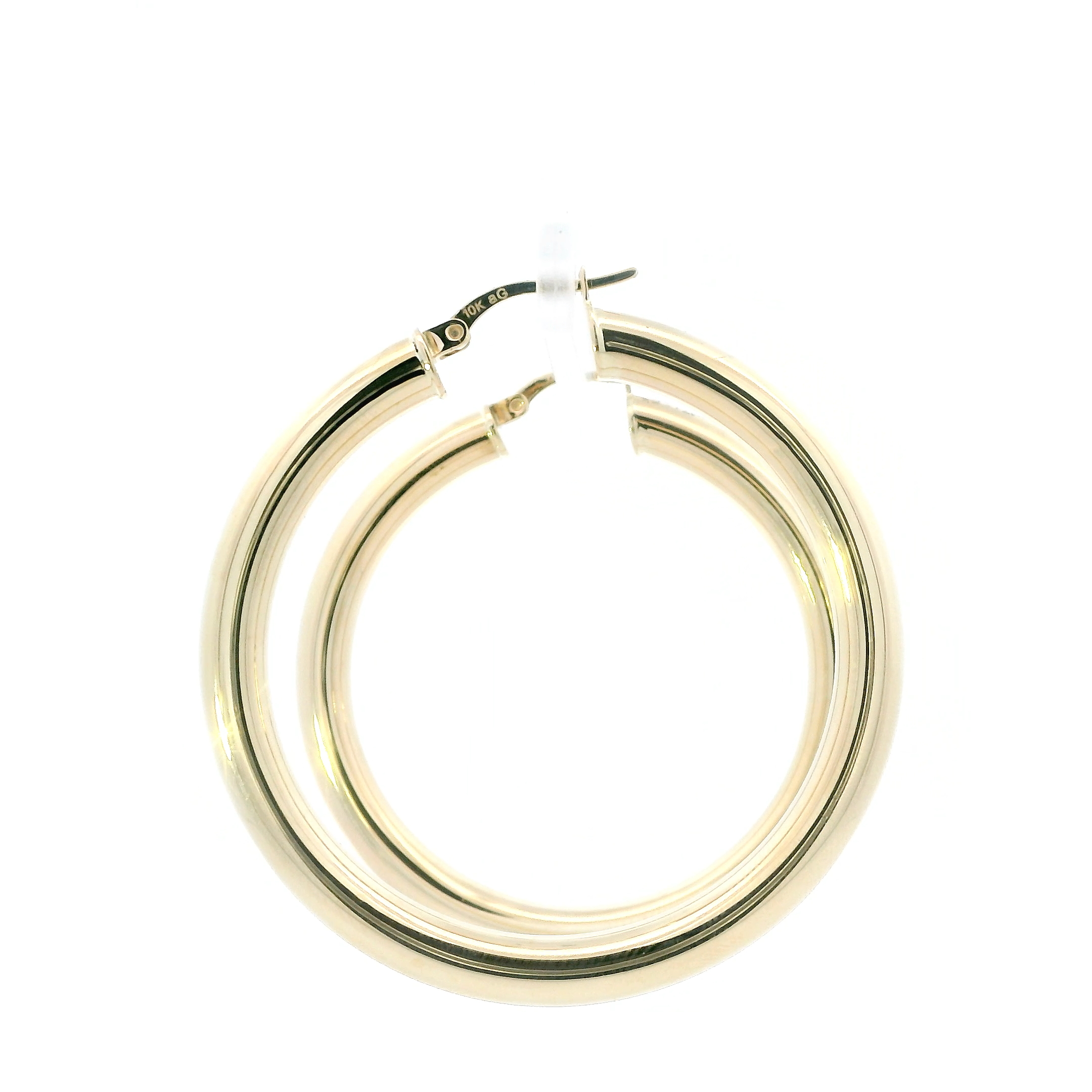 10K Yellow Gold Tube Hoop Earrings