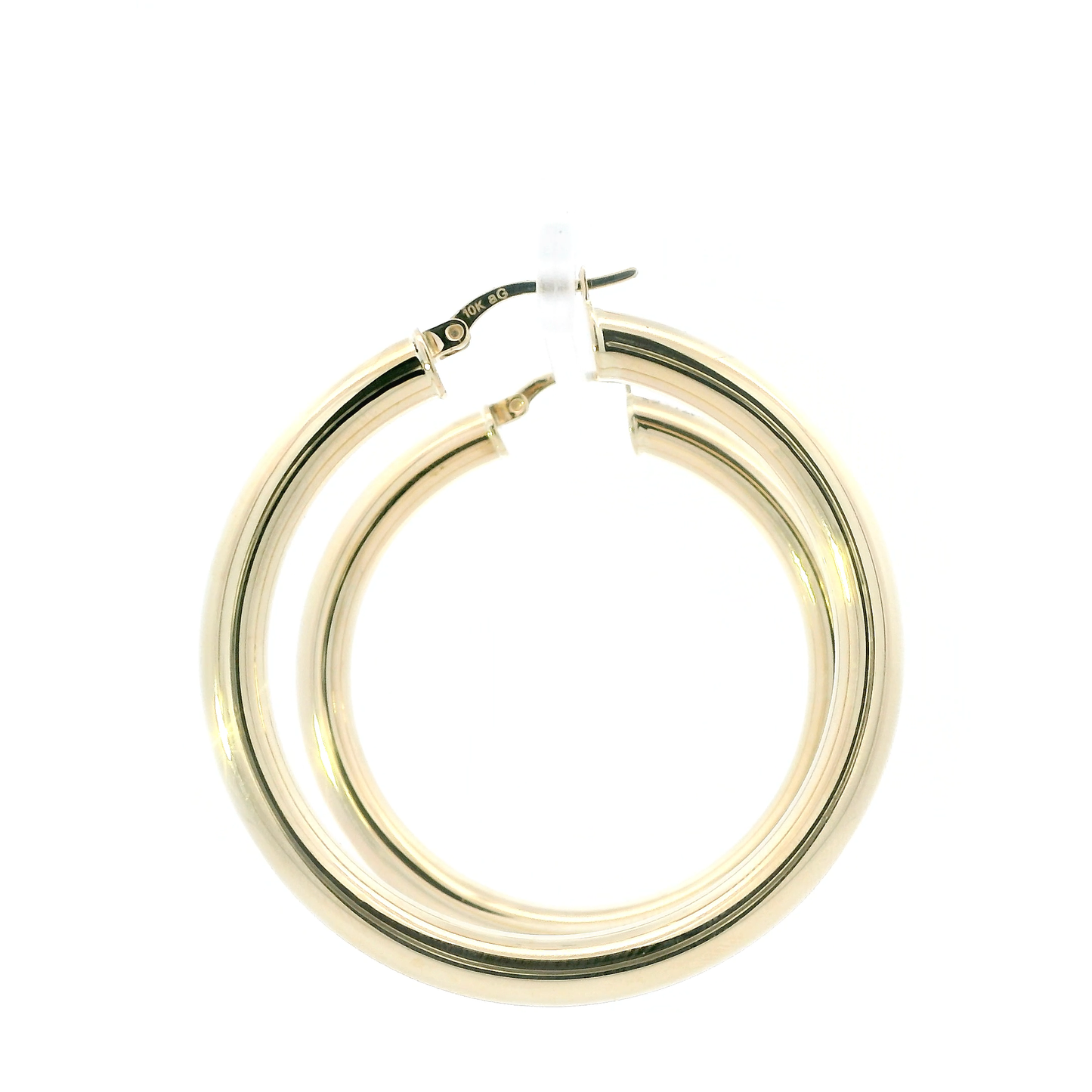 10K Yellow Gold Tube Hoop Earrings
