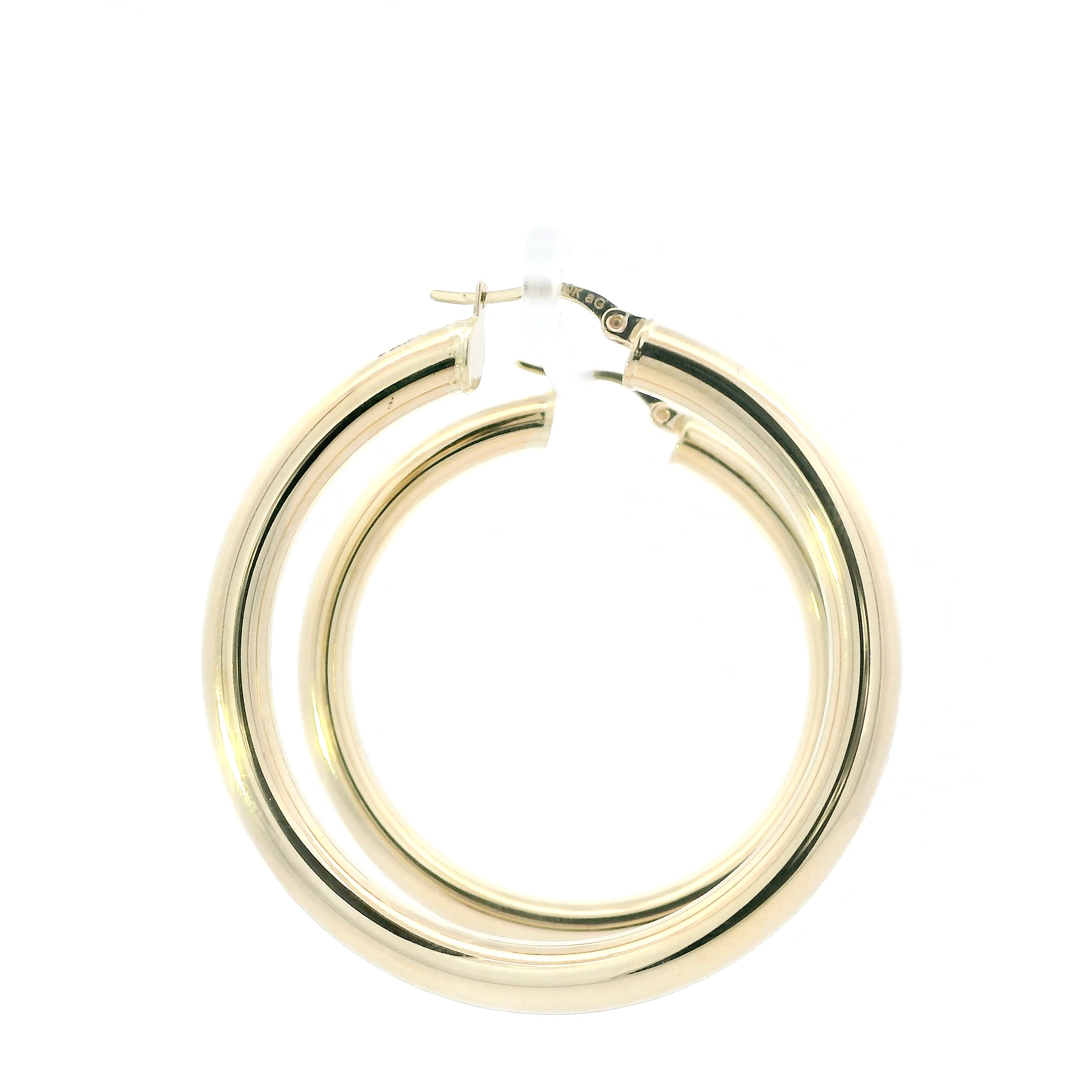 10K Yellow Gold Tube Hoop Earrings