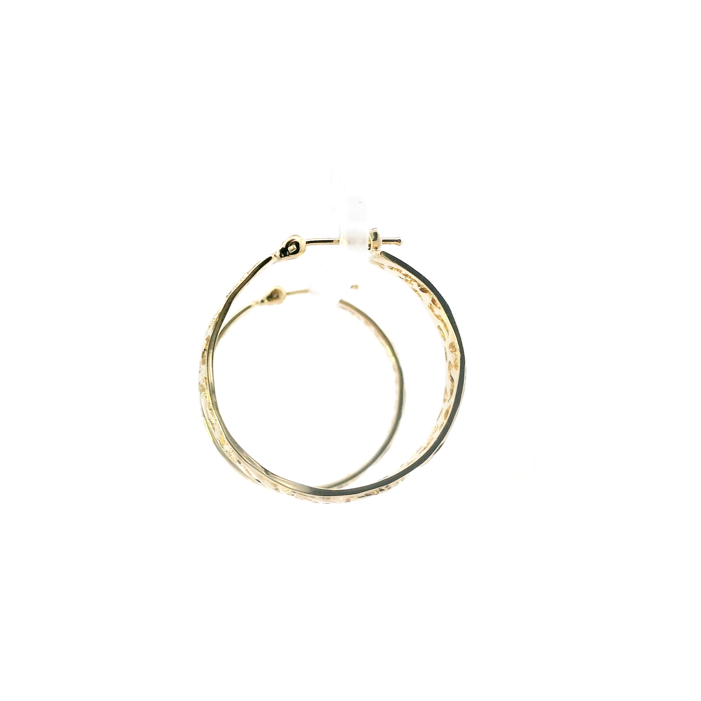 14K Yellow Gold Filigree Hoop Earrings