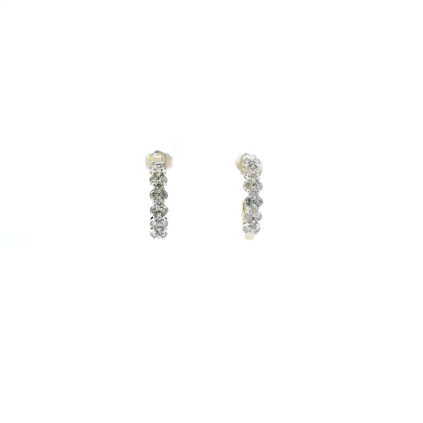 10K Yellow & White Gold Diamond Half Hoop Earrings - 0.35ct