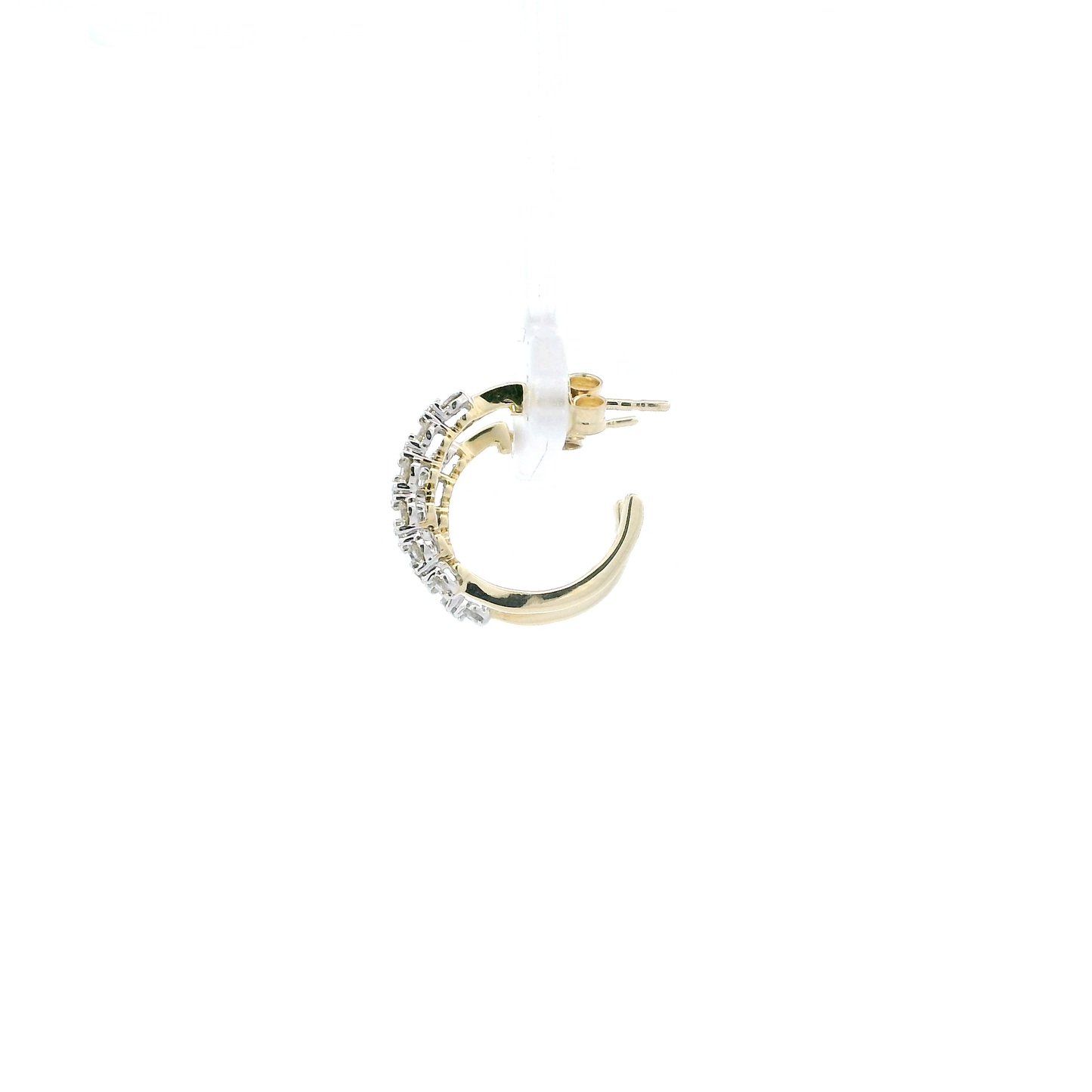 10K Yellow & White Gold Diamond Half Hoop Earrings - 0.35ct