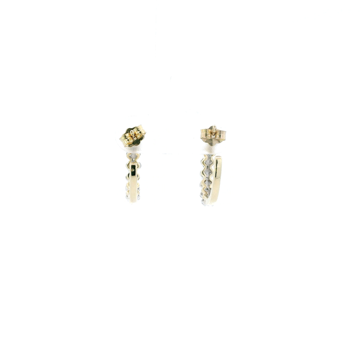 10K Yellow & White Gold Diamond Half Hoop Earrings - 0.35ct