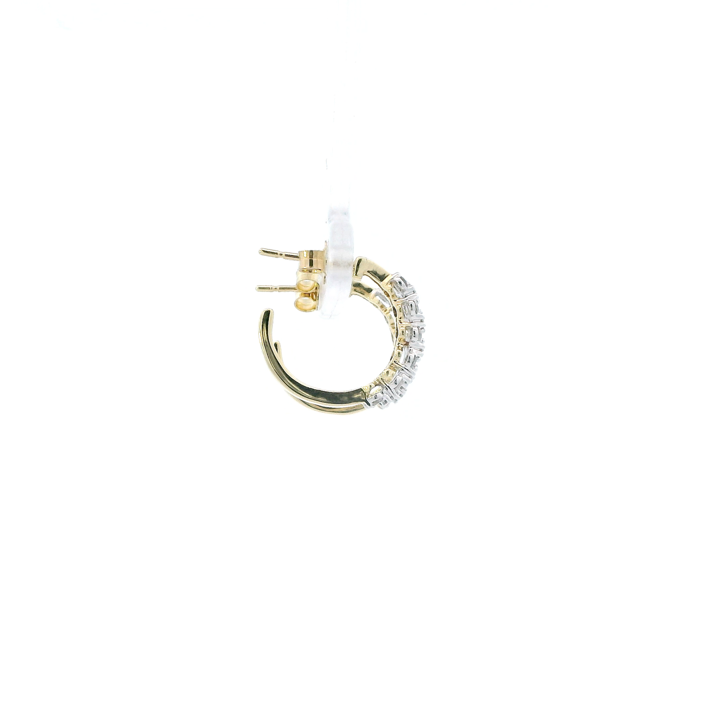 10K Yellow & White Gold Diamond Half Hoop Earrings - 0.35ct