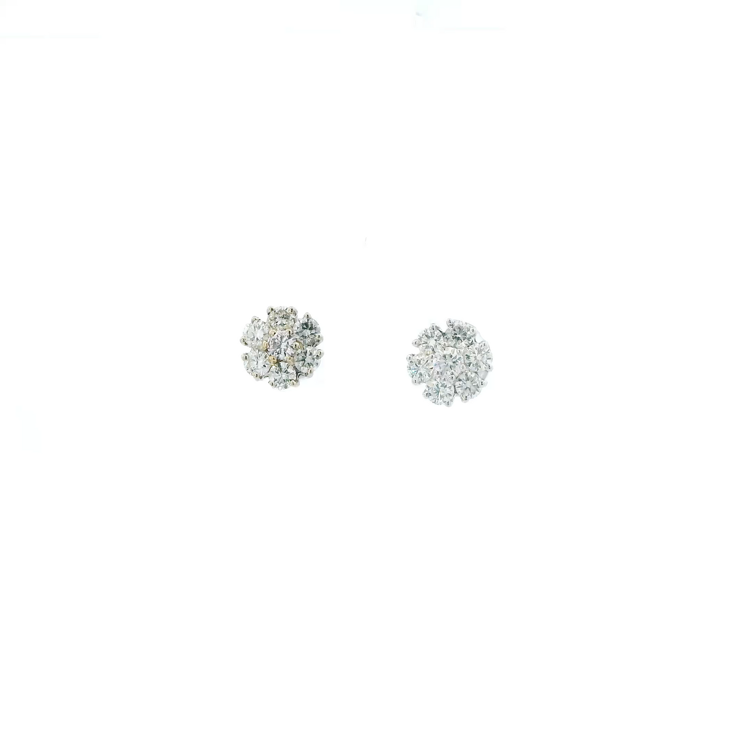 14K White Gold Diamond Stud Earrings - 1.12ct