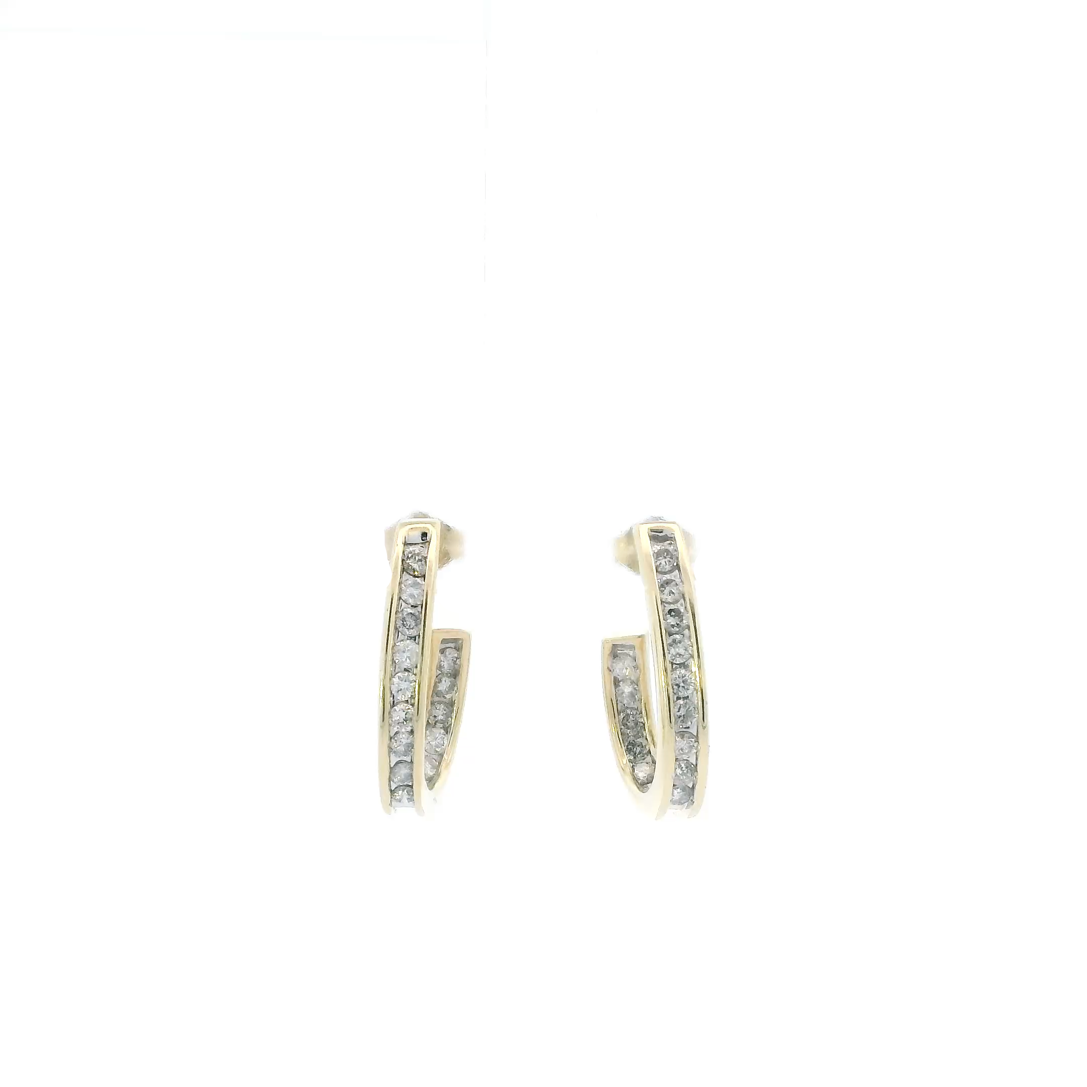 14K Yellow Gold Diamond Hoop Earrings - 0.76ct