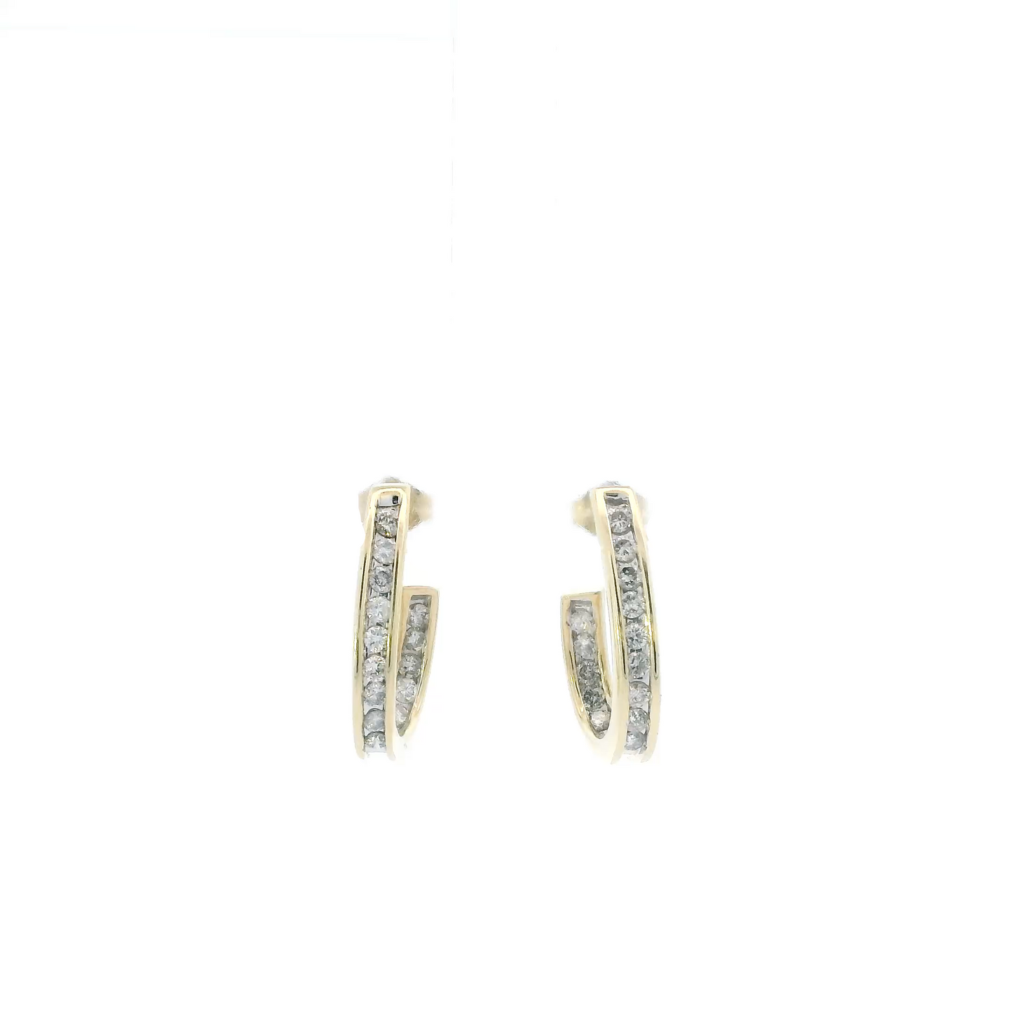 14K Yellow Gold Diamond Hoop Earrings - 0.76ct