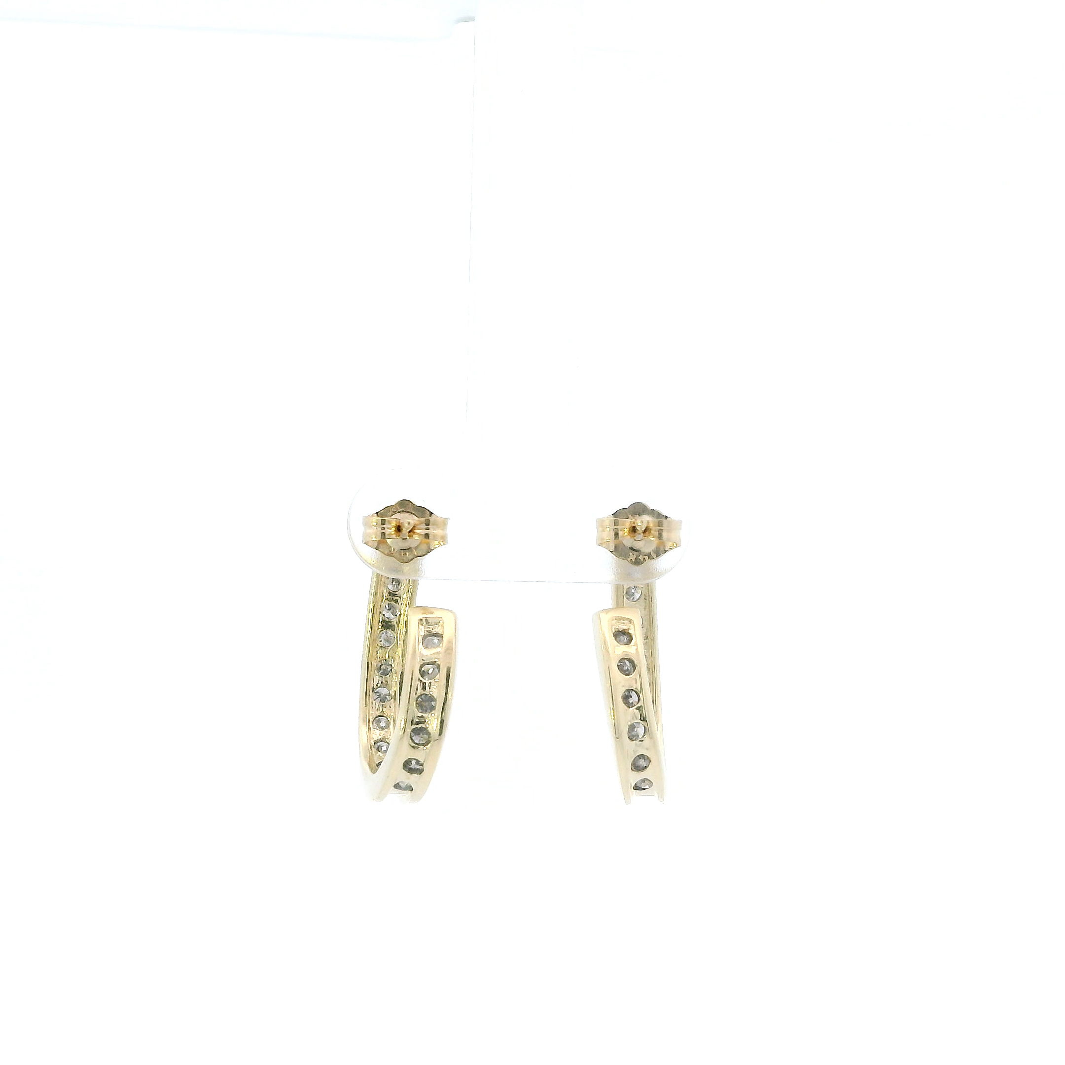 14K Yellow Gold Diamond Hoop Earrings - 0.76ct