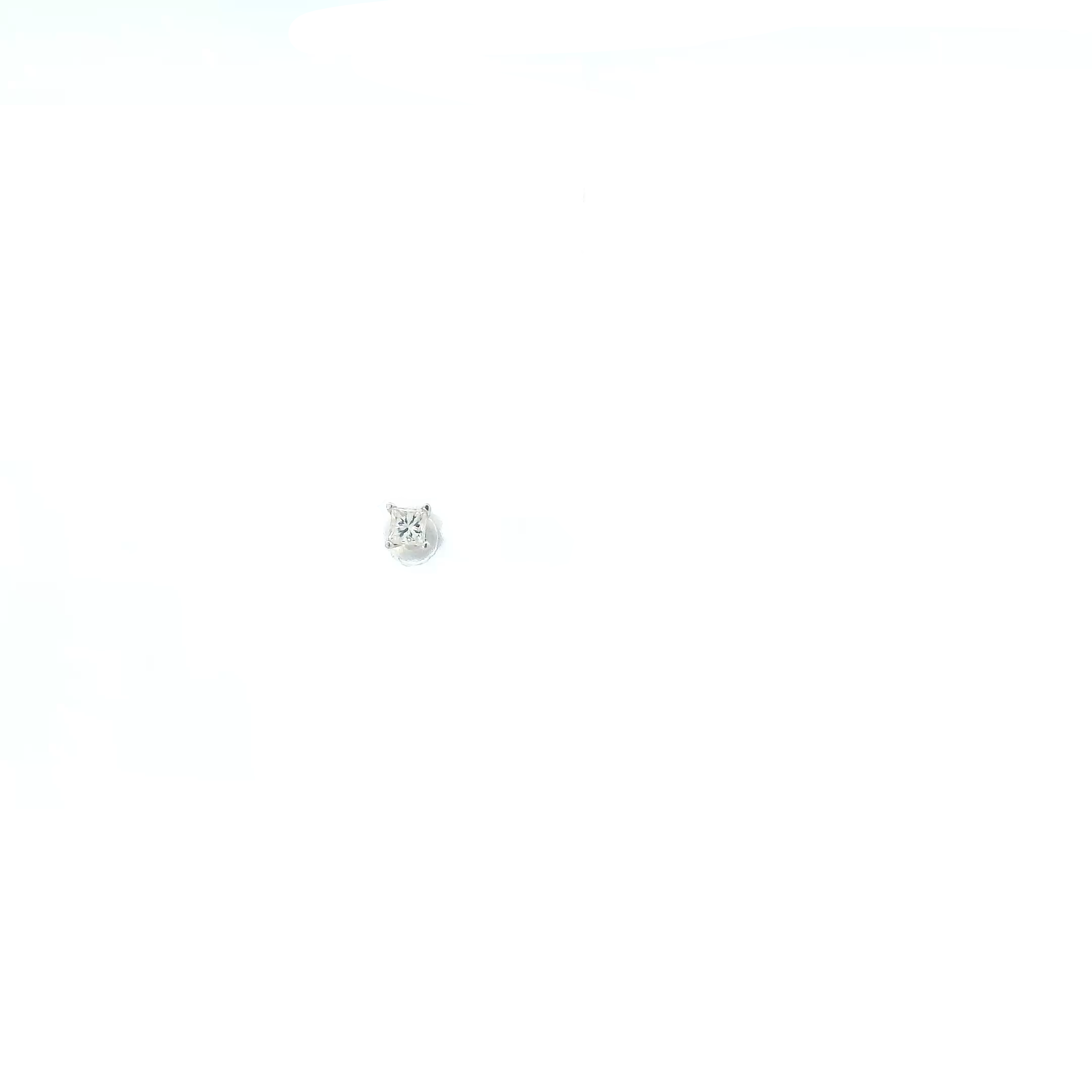 14K White Gold Single Solitaire Diamond Earrings - 0.12ct