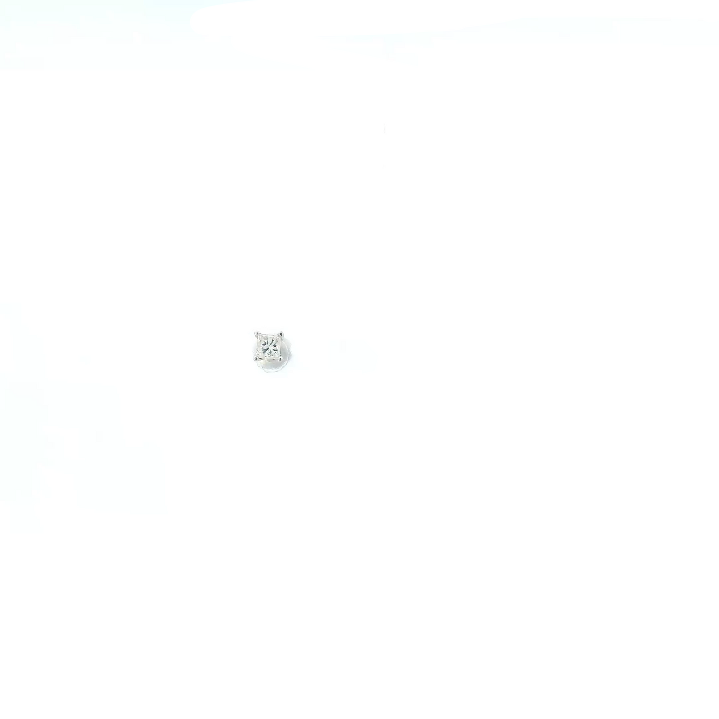 14K White Gold Single Solitaire Diamond Earrings - 0.12ct