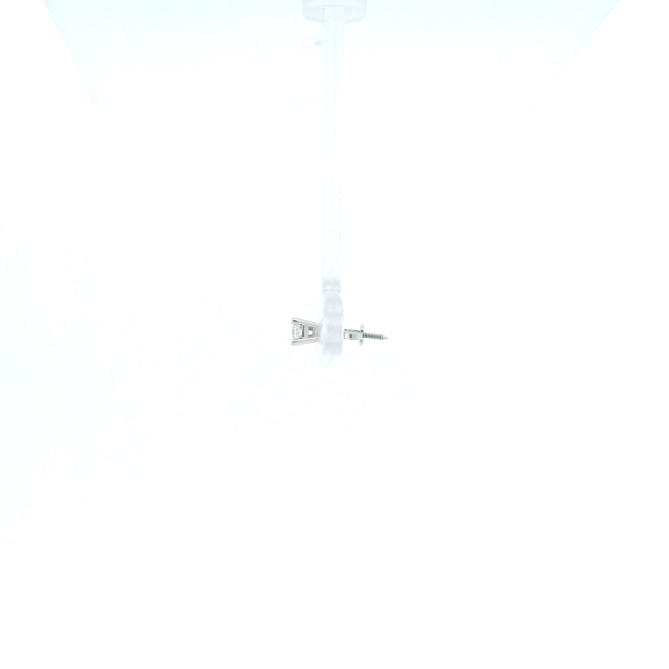 14K White Gold Single Solitaire Diamond Earrings - 0.12ct